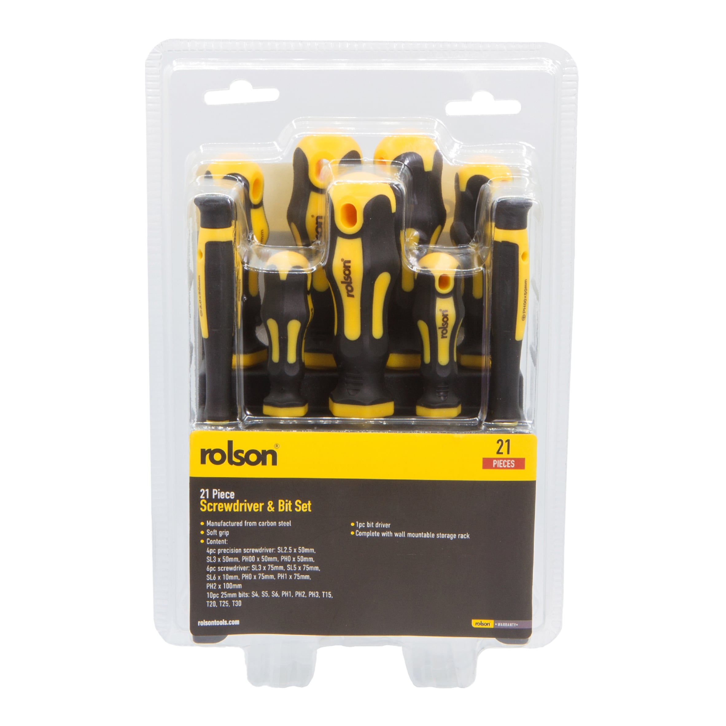 Rolson Screwdriver & Bit Set 21 Piece