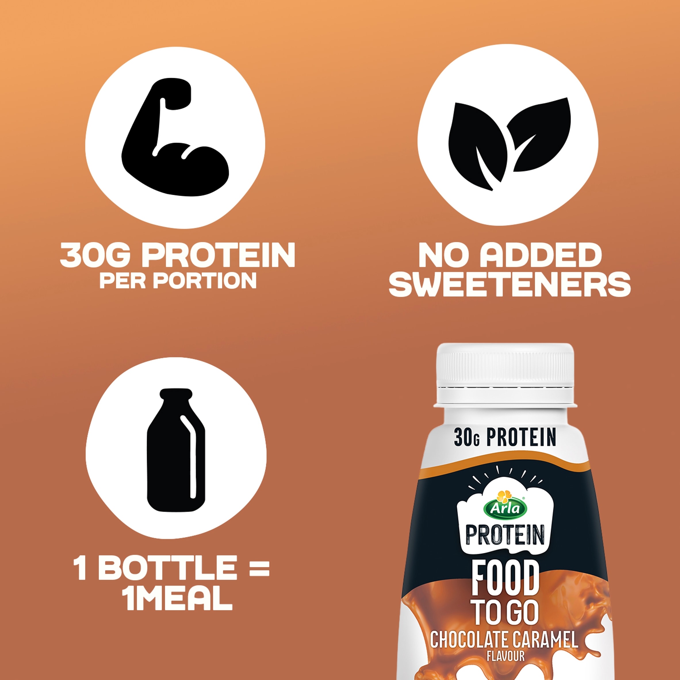 Arla Protein Food To Go Chocolate Caramel Flavoured Meal Replacement Shake 500ml thumbnail 3