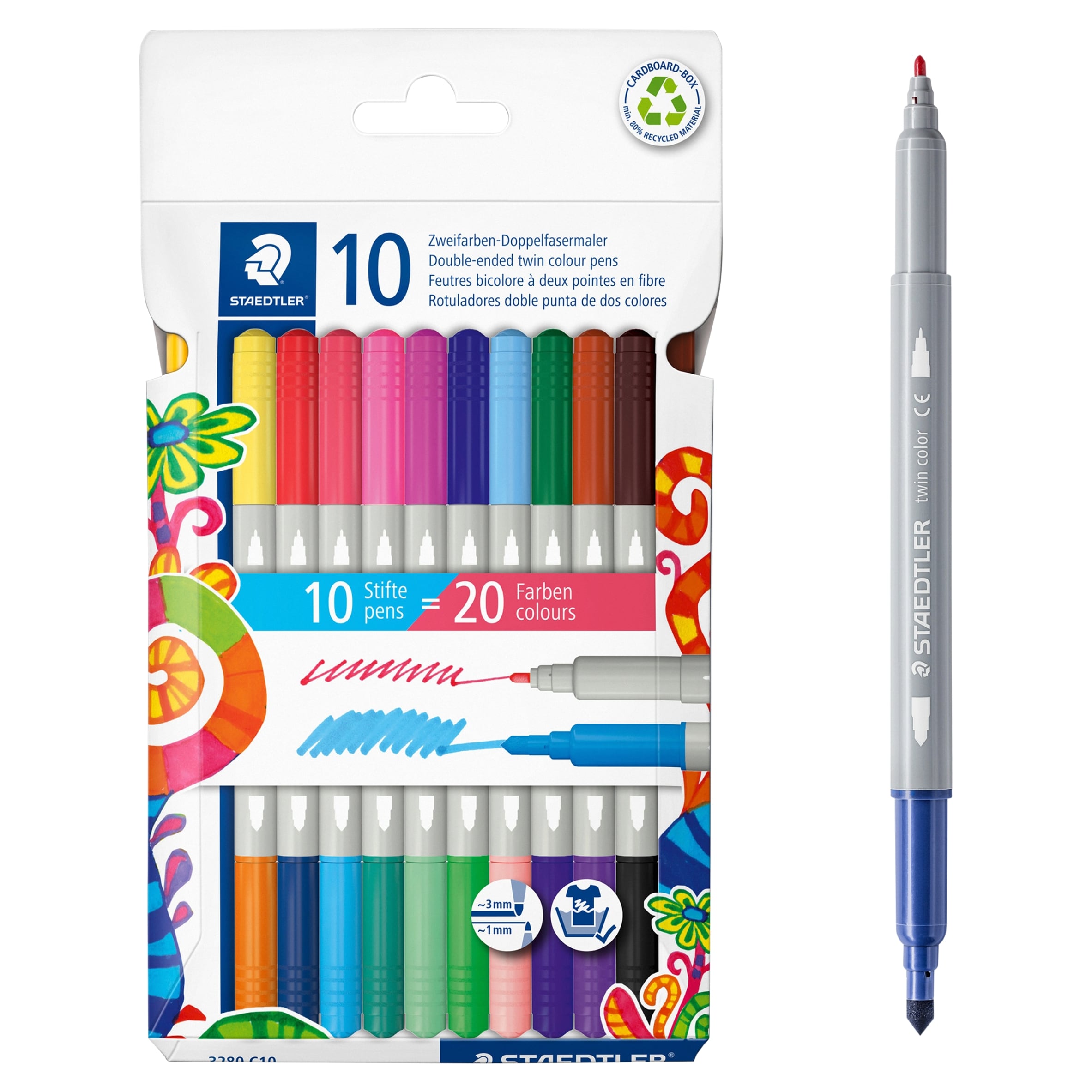 Staedtler Double-Ended Fibre Tips 10pk