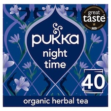 Pukka Organic Night Time Herbal Tea With Chamomile 40 Sleep Tea Bags 40g