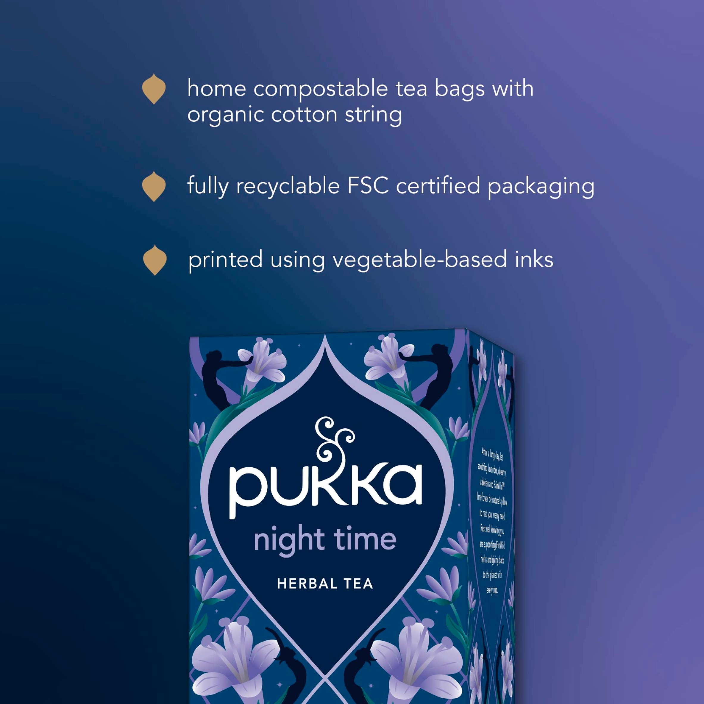 Pukka Organic Night Time Herbal Tea With Chamomile 40 Sleep Tea Bags 40g thumbnail 4