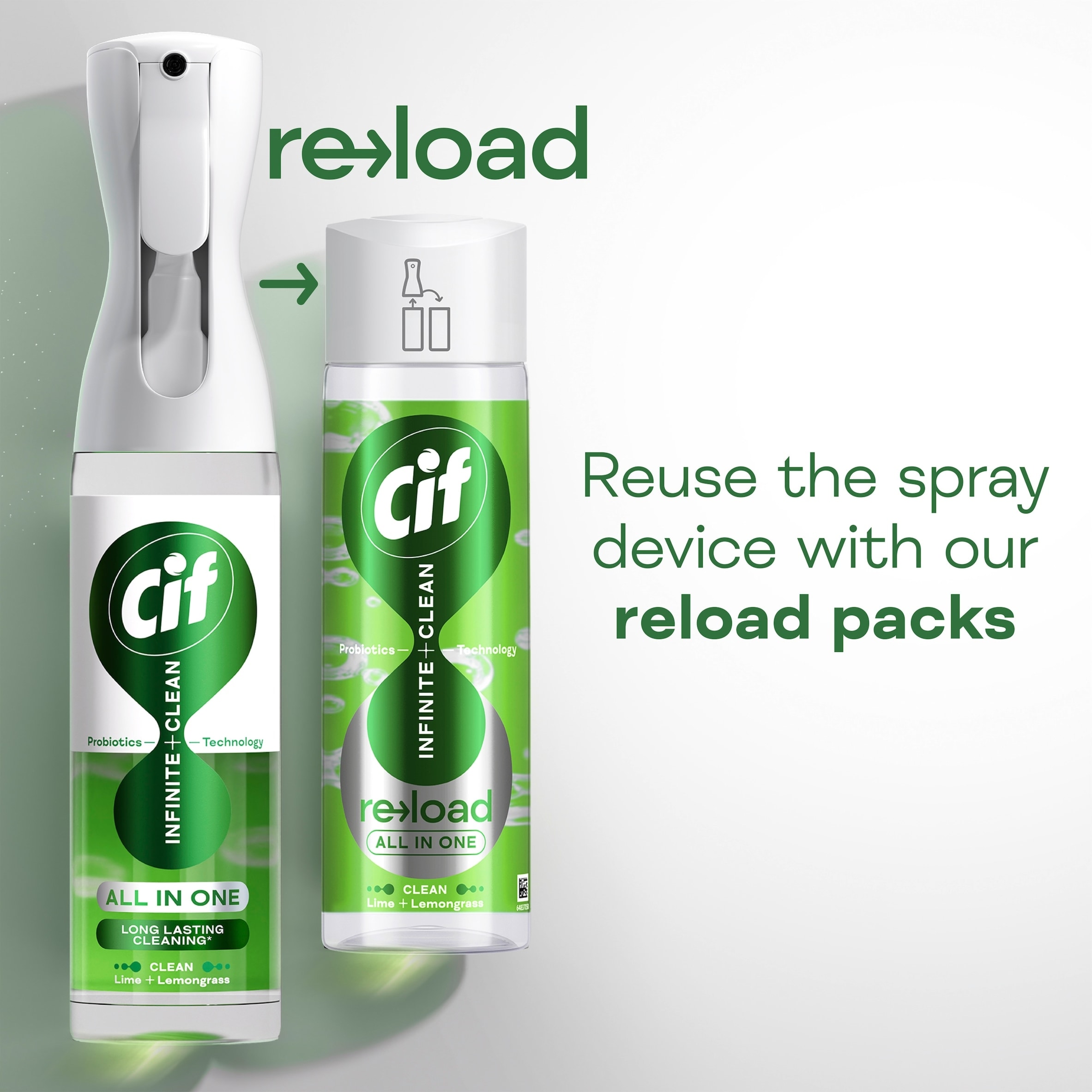 Cif Infinite Clean All in One: Clean Lime and Lemongrass Reload 280ml thumbnail 2