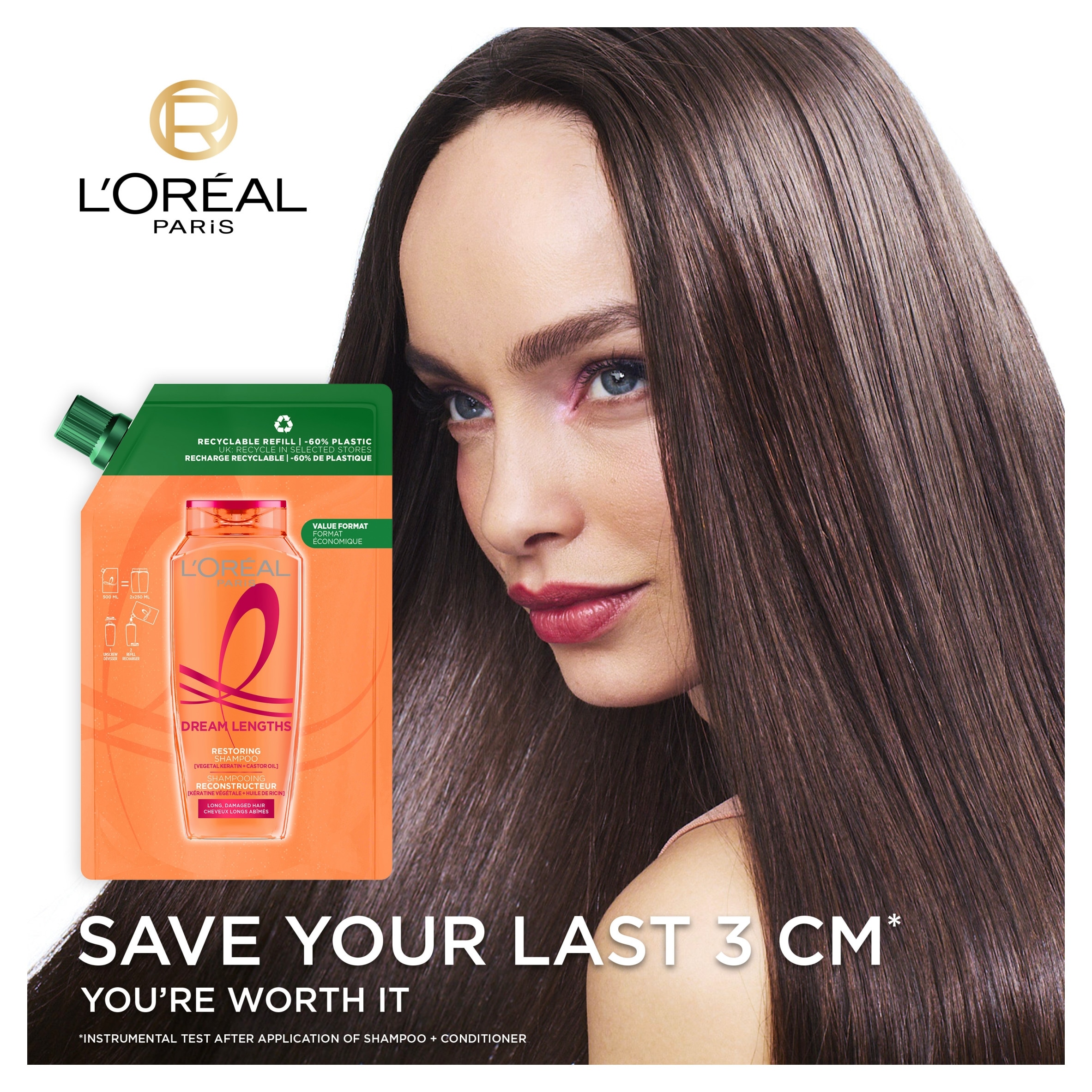 L'Oreal Dream Lengths Shampoo Refill 500Ml thumbnail 2