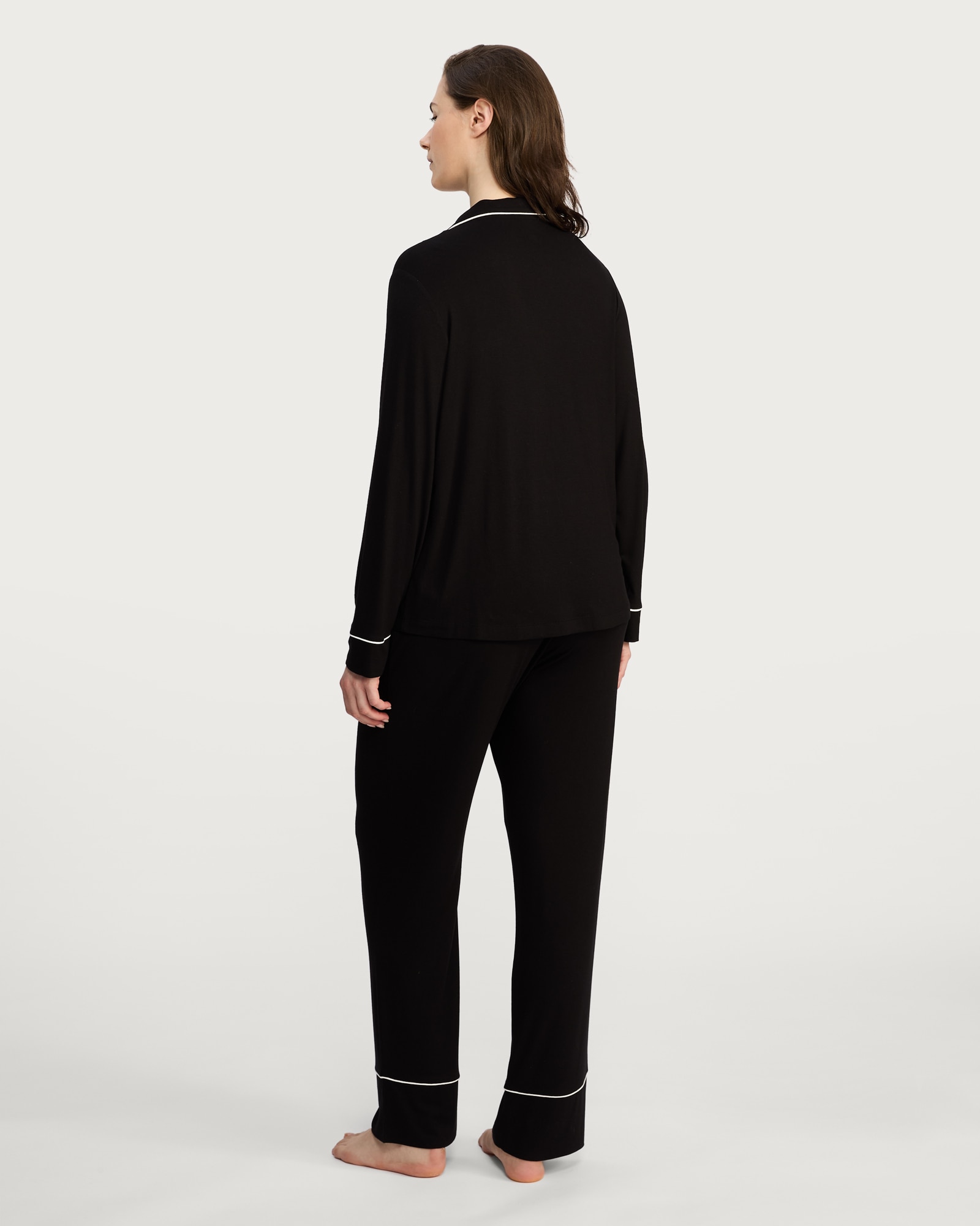 F&F Long Sleeve Revere Pyjama Set in Black thumbnail 3