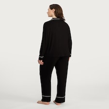 F&F Long Sleeve Revere Pyjama Set in Black thumbnail 3