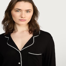 F&F Long Sleeve Revere Pyjama Set in Black thumbnail 4