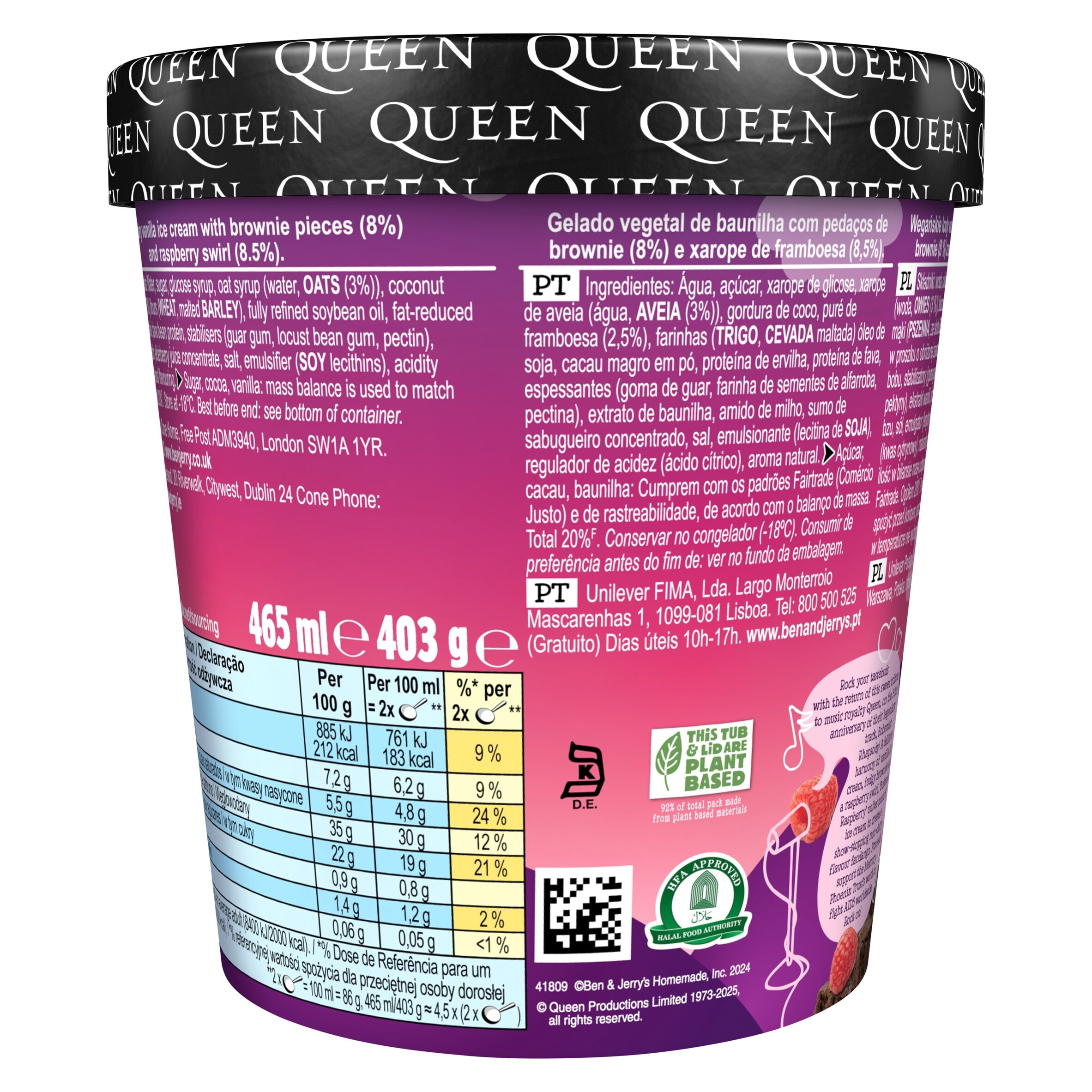 Ben & Jerry's Bohemian Raspberry Non Dairy Vegan Ice Cream Tub 465ml thumbnail 2