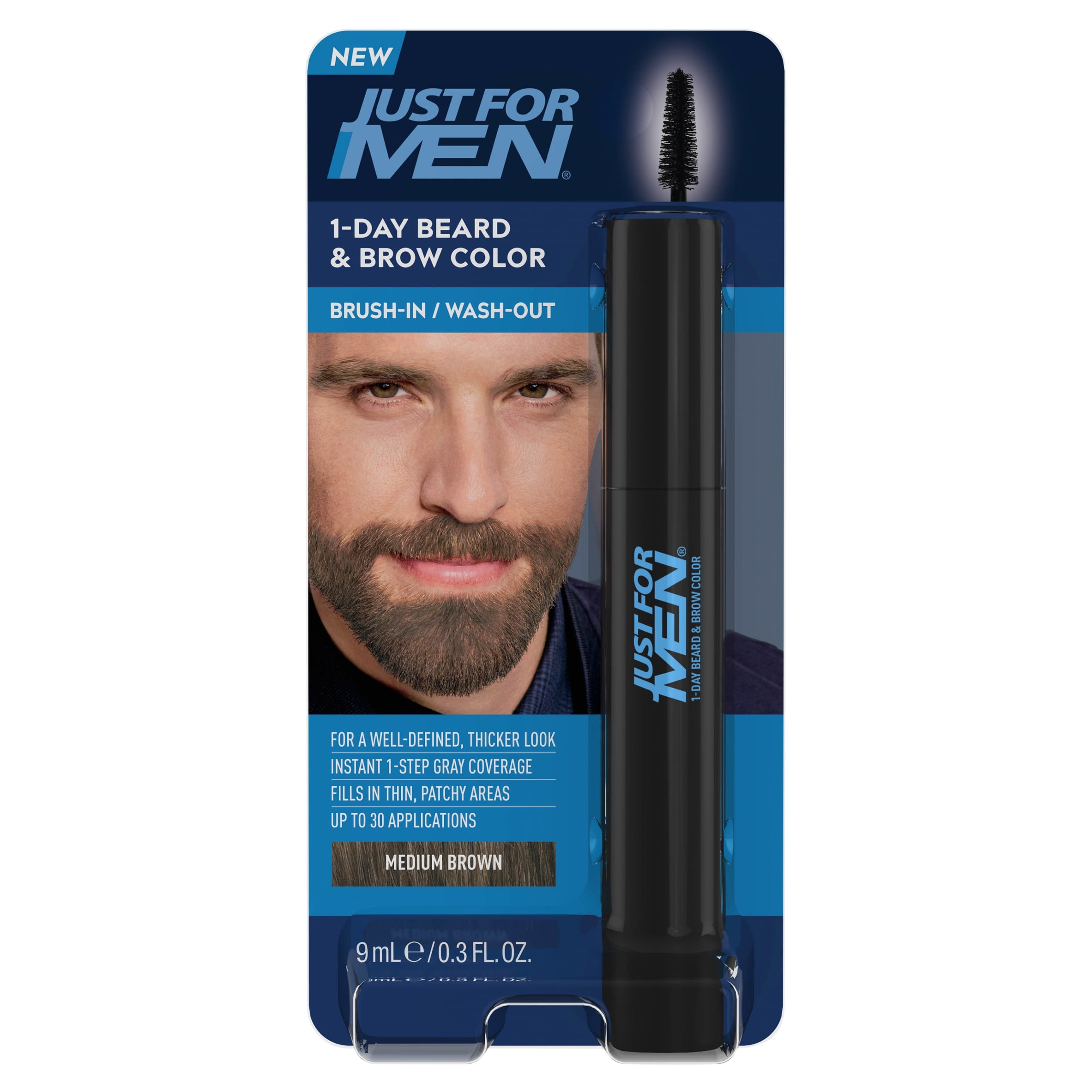 Just For Men 1-Day Beard & Brow Medium Brown Color 9g