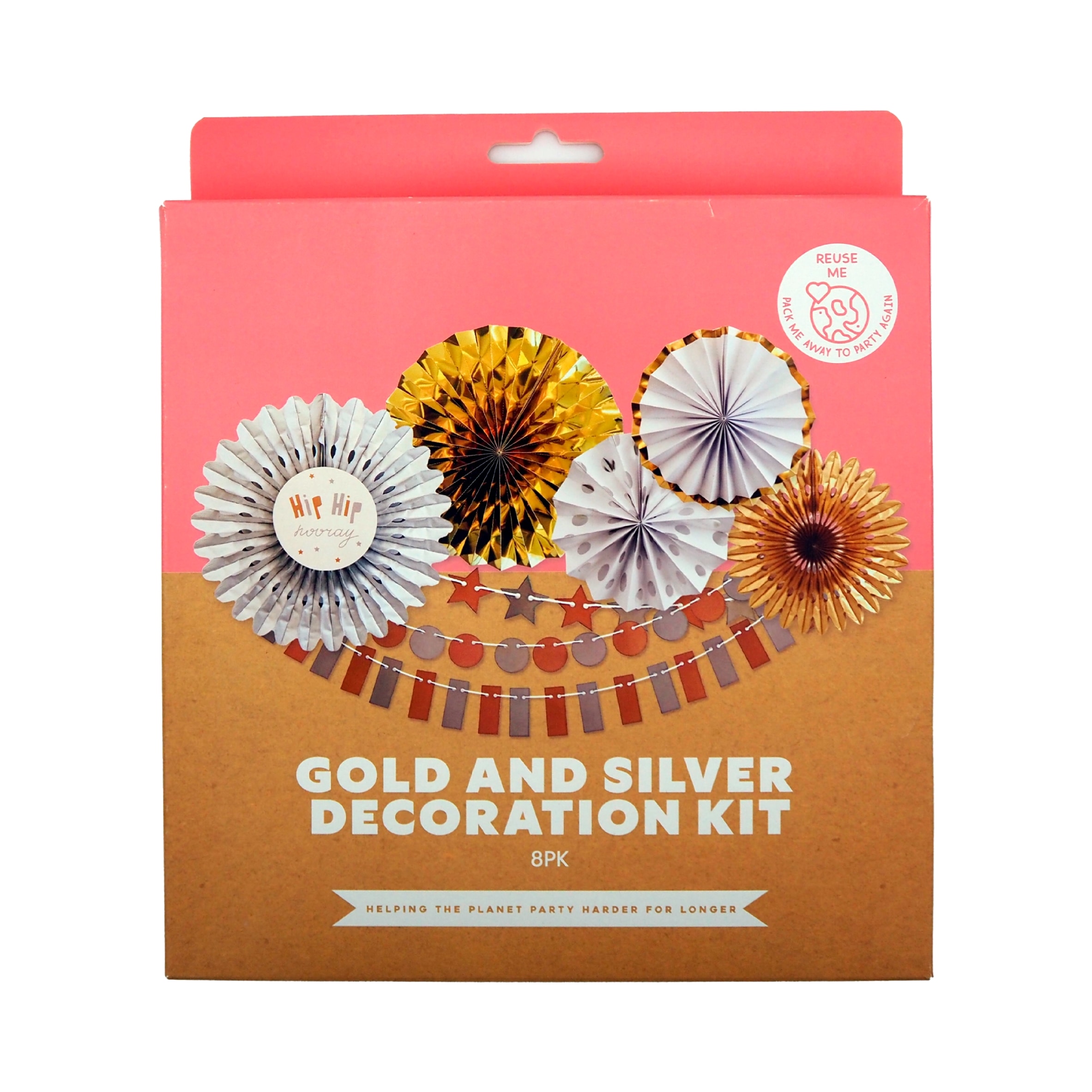 MAD PARTY GOLD & SILVER DECORATION KIT 8 PIECE