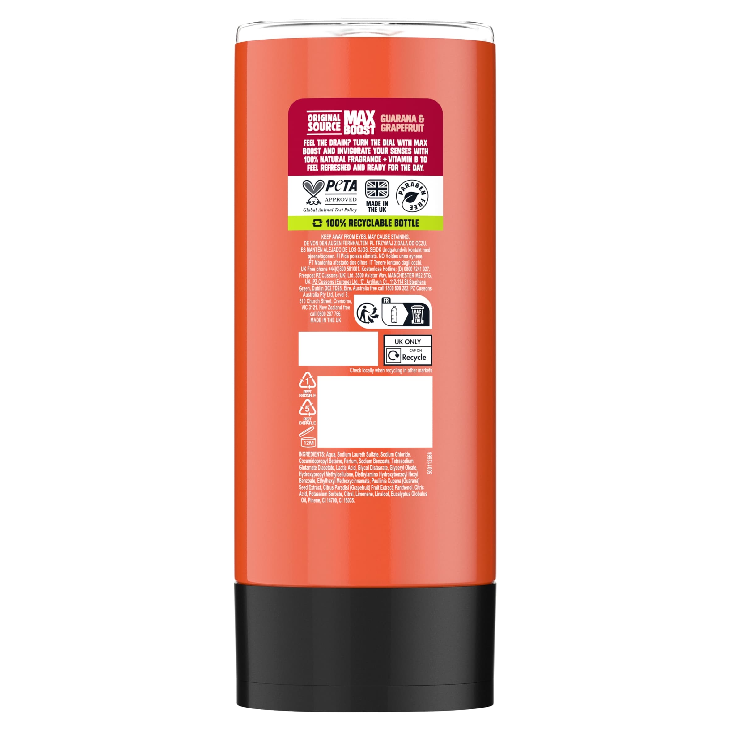 ORIGINAL SOURCE MAX BOOST GUARANA & GRAPEFRUIT SHOWER GEL 400ML thumbnail 5