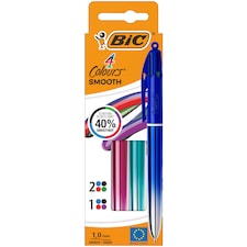 BIC 4 Colours Smooth Ball Pen 3 Pack