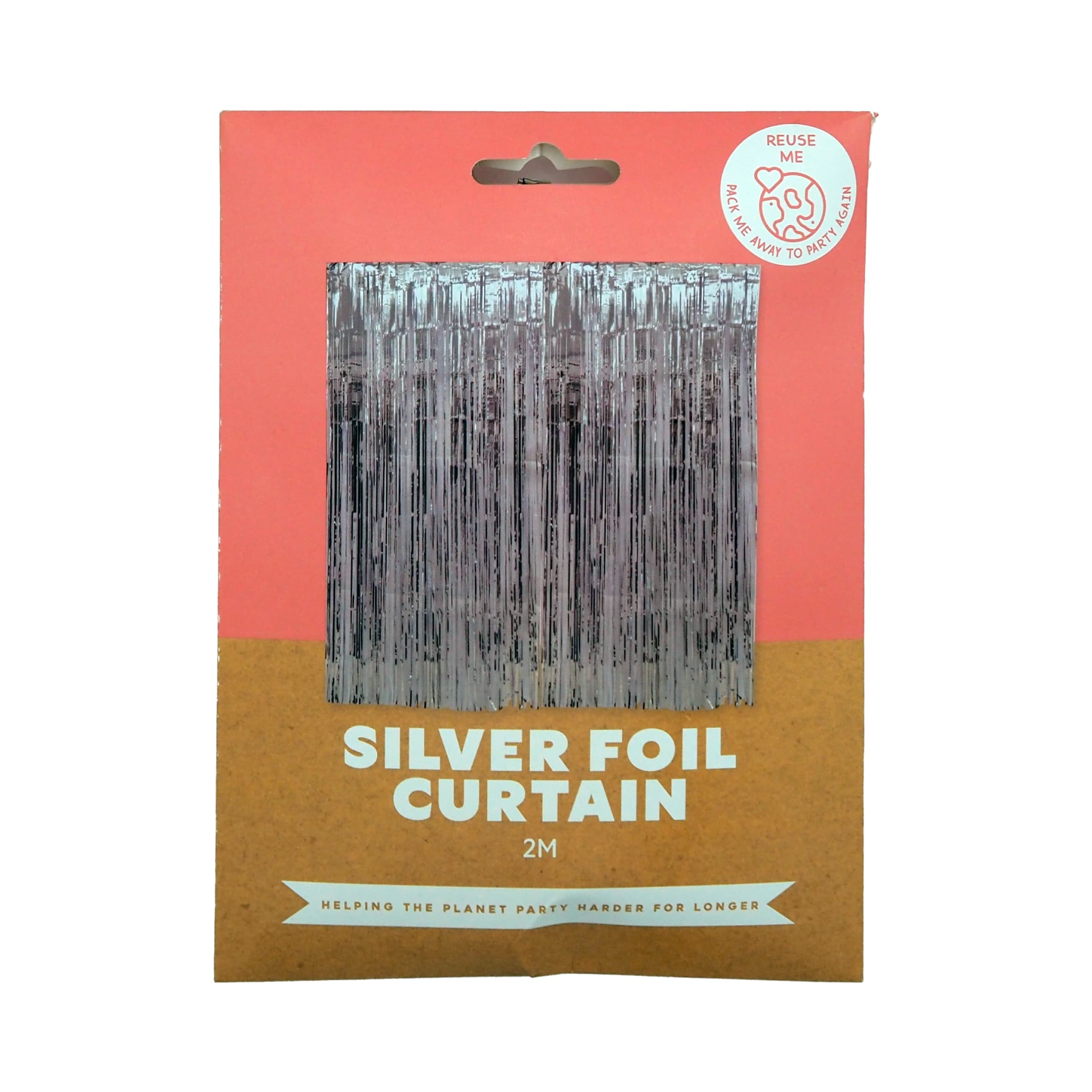 MAD PARTY SILVER FOIL CURTAIN 2 METRES