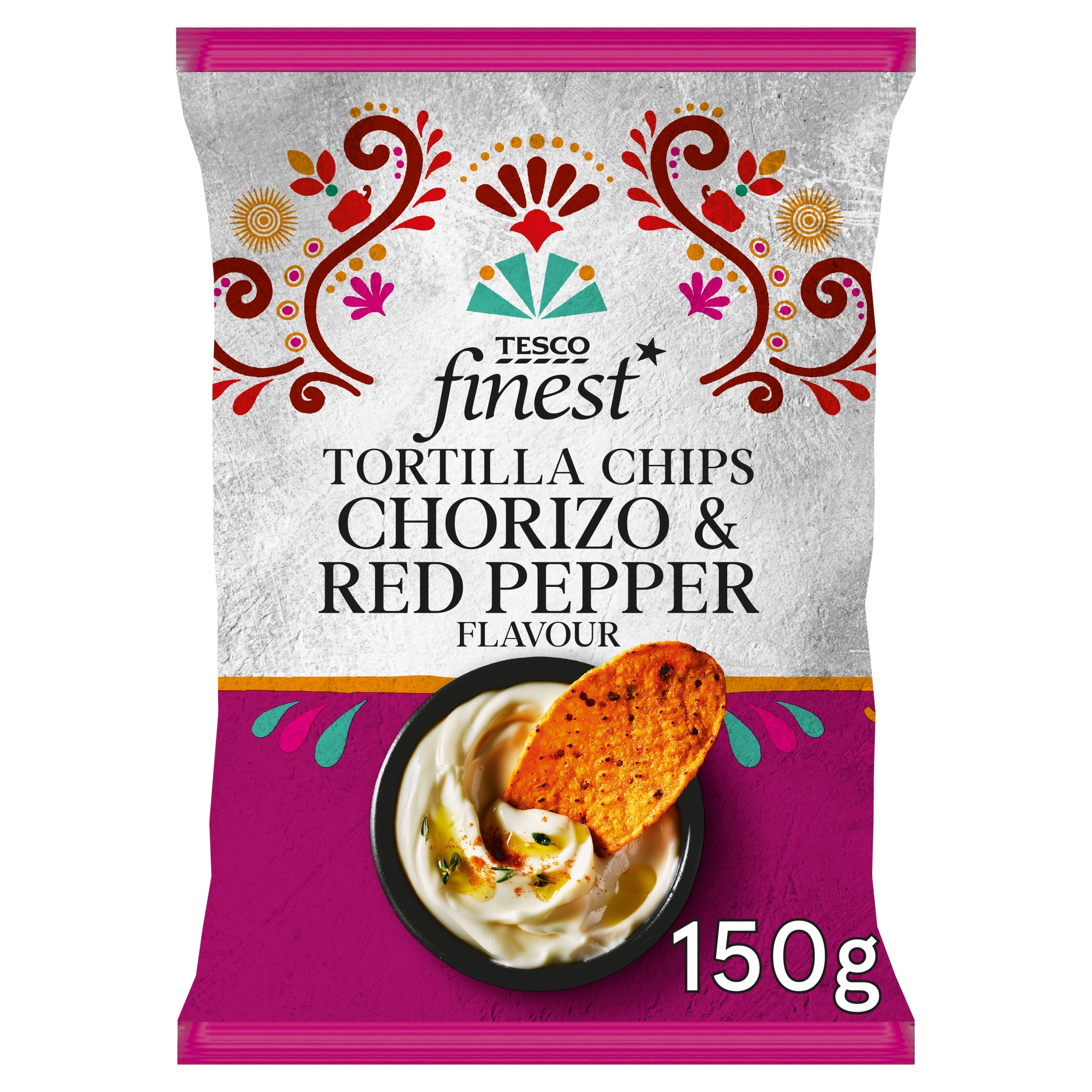 Tesco Finest Chorizo & Red Pepper Flavour Tortilla Chips 150g