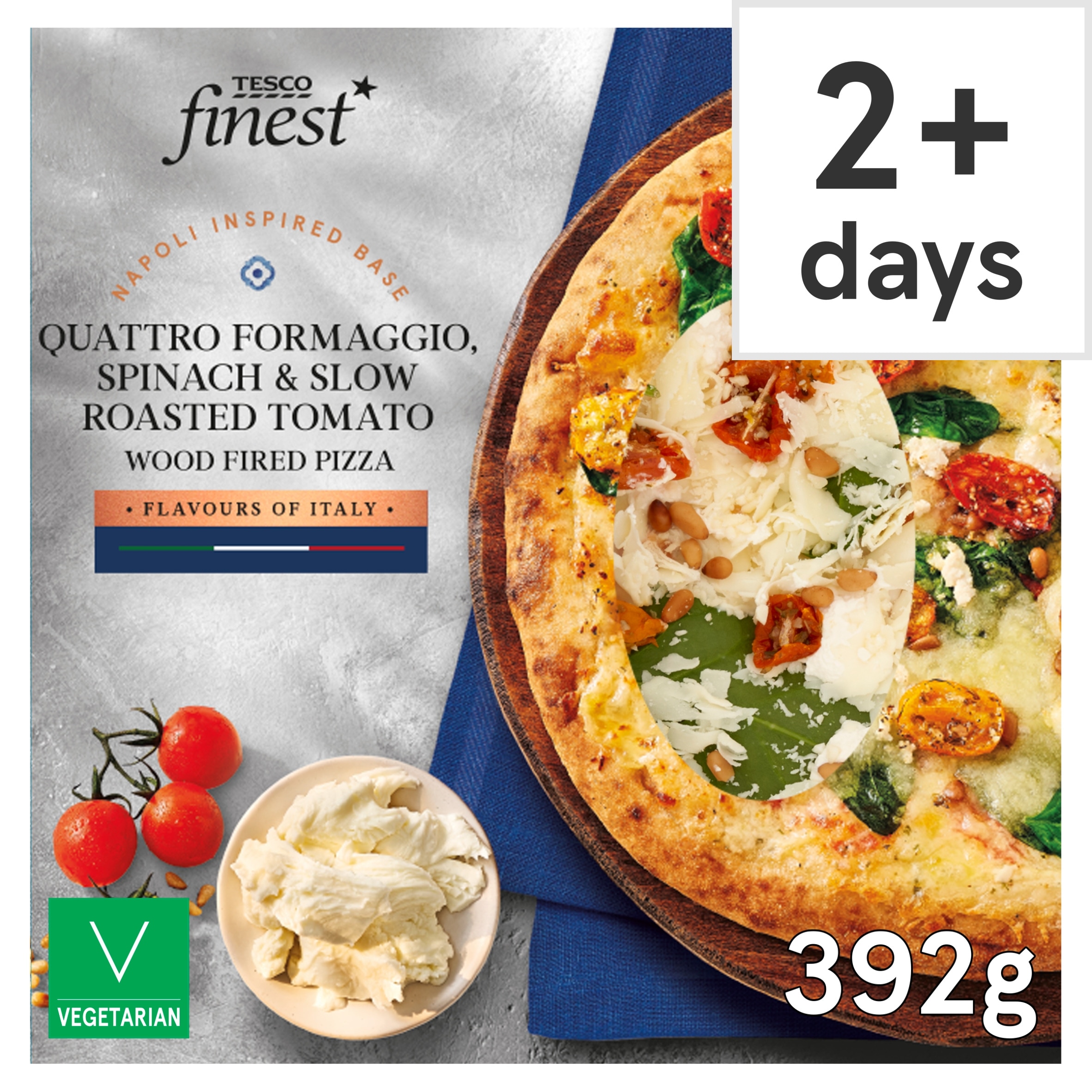 Finest Quattro Formaggi, spinach & slow roasted tomato pizza 