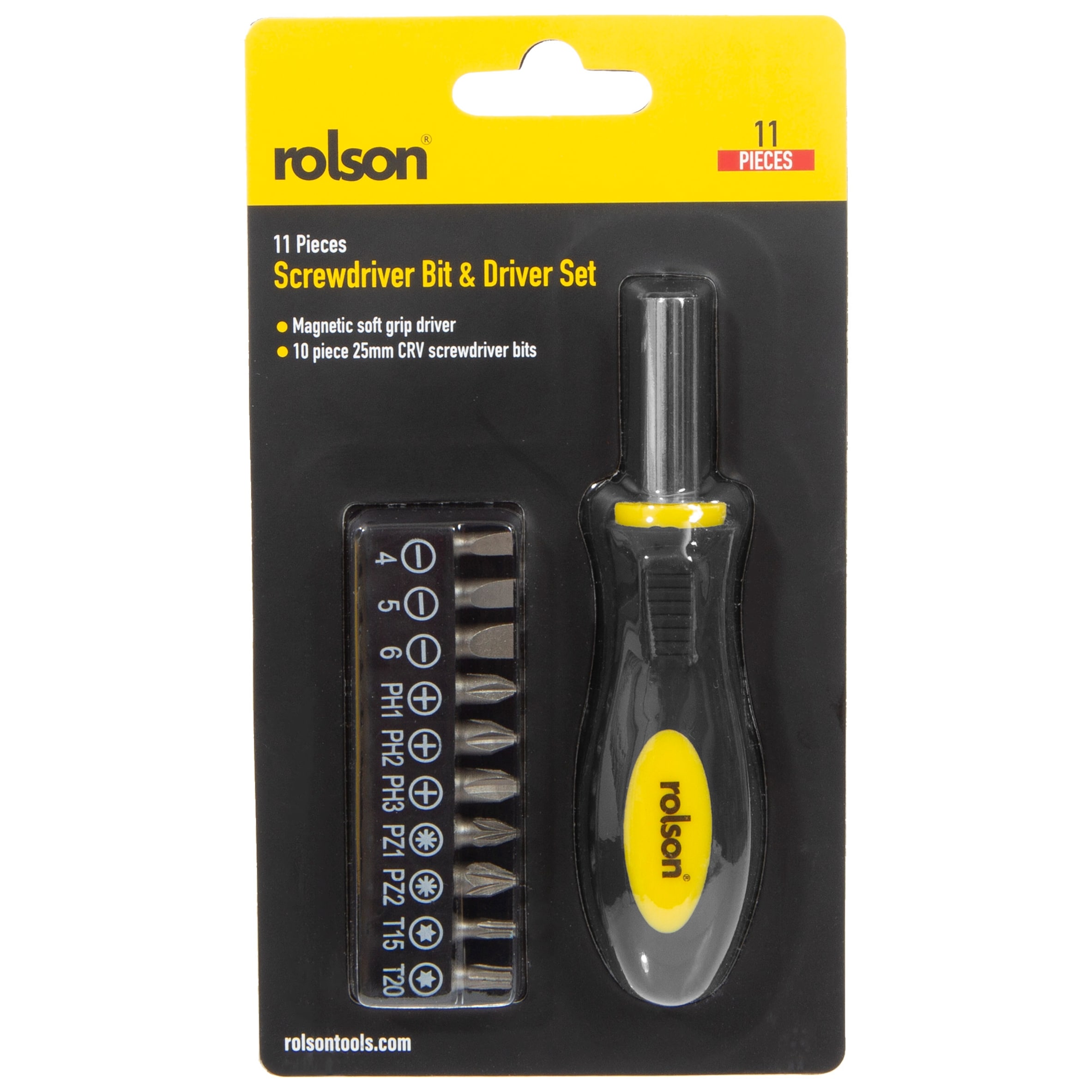 Rolson Screwdriver Bit & Driver Set 11 Piece