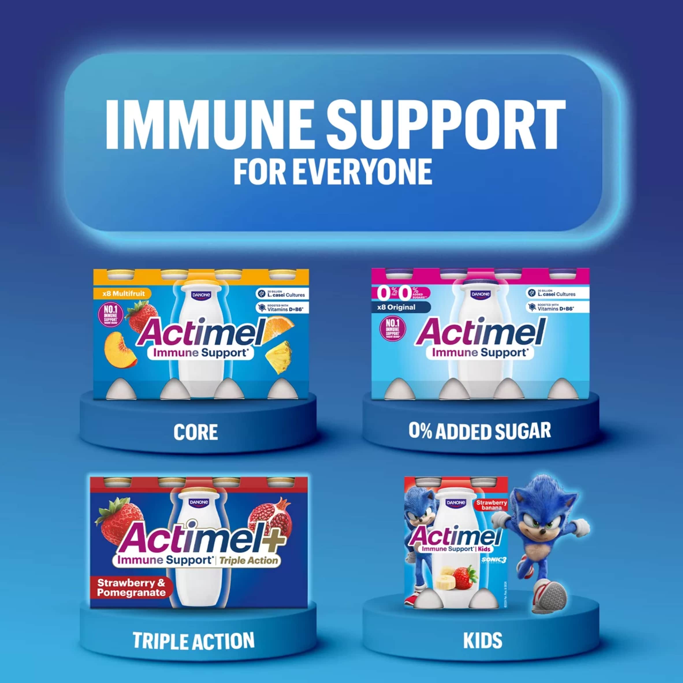 Actimel+ Triple Action 100% Vitamin D Blueberry & Blackberry Yoghurt Drink 8x100g thumbnail 3