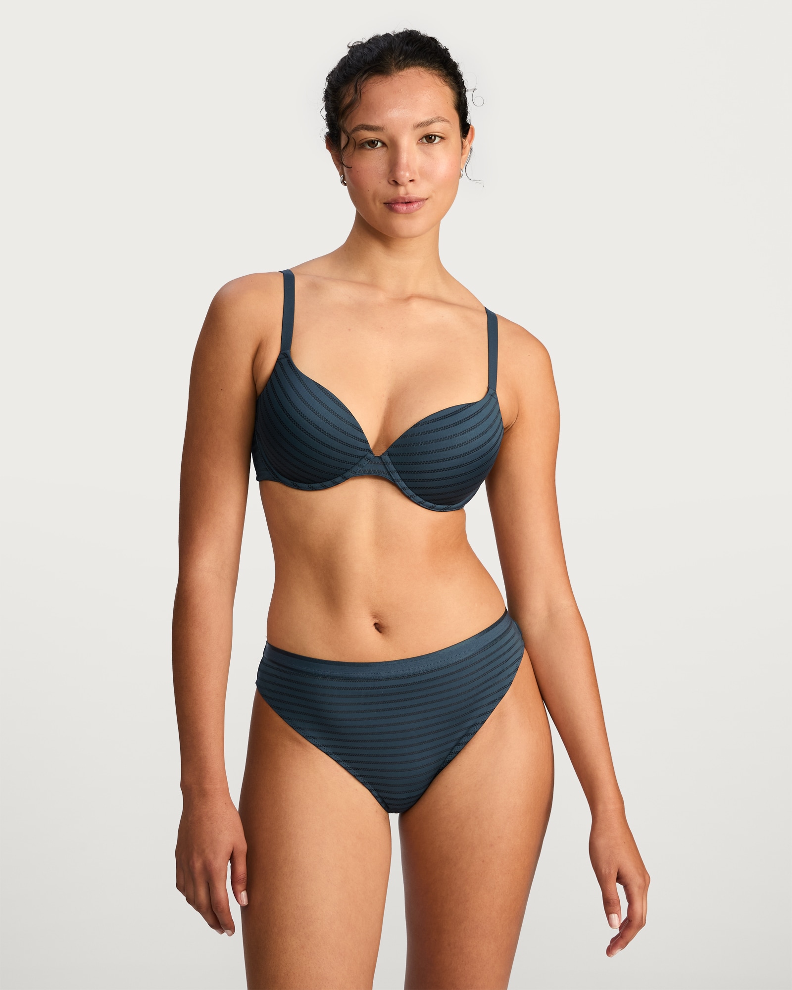 F&F 2-Pack Wired Striped T-Shirt Bras in Multi thumbnail 2