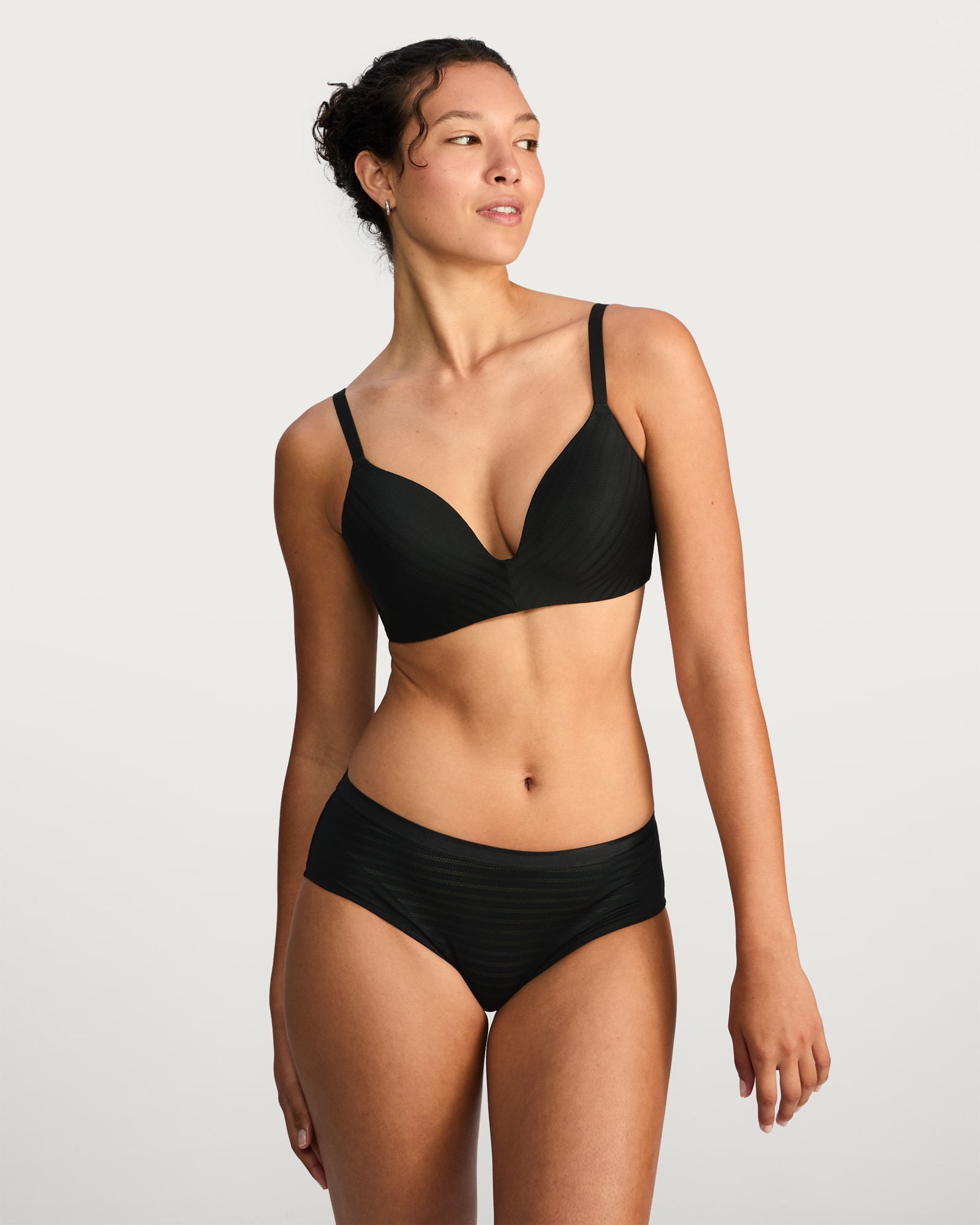 F&F 2-Pack Non Wired Striped Plunge Bras in Multi thumbnail 2