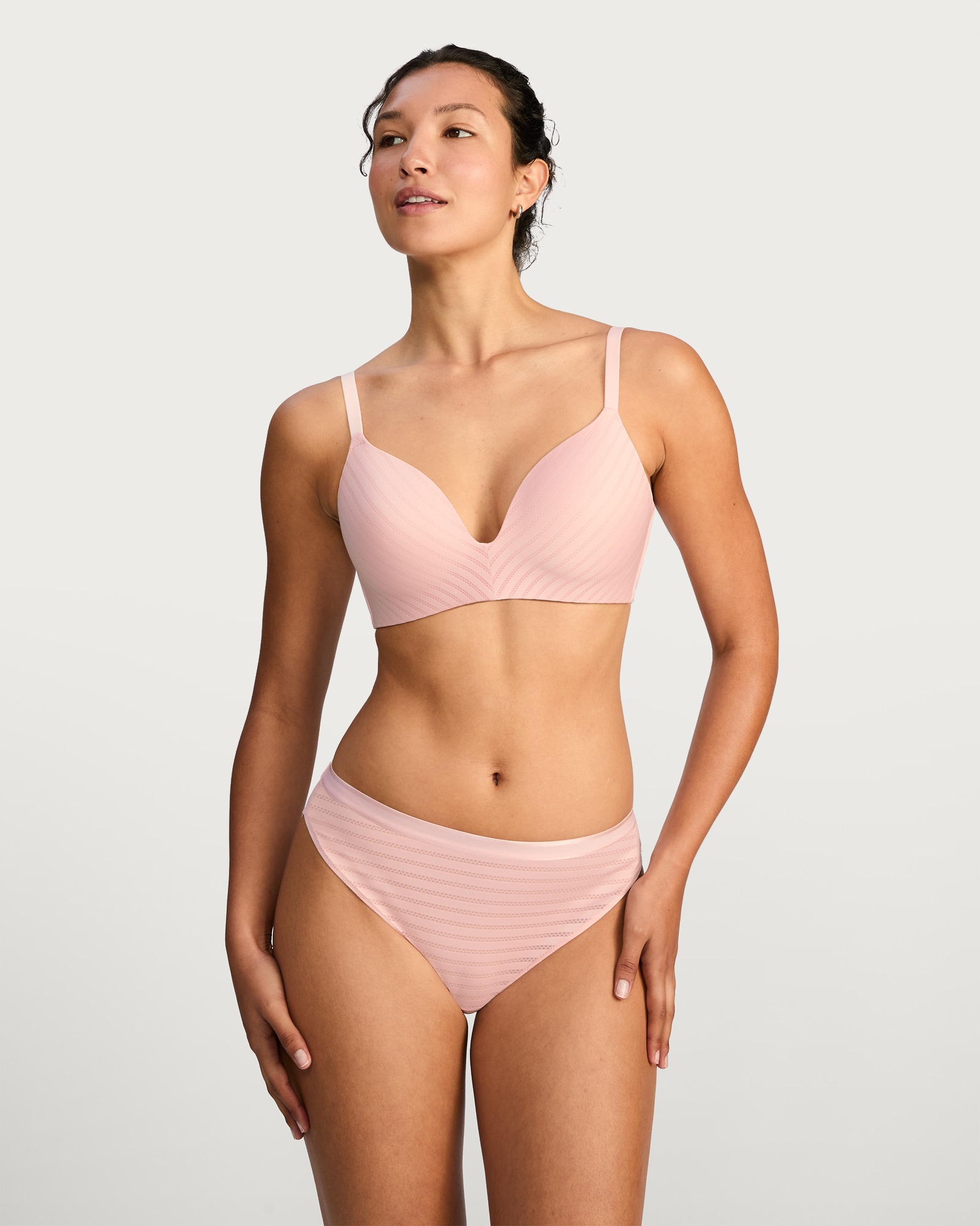 F&F 2-Pack Non Wired Striped Plunge Bras in Multi thumbnail 2