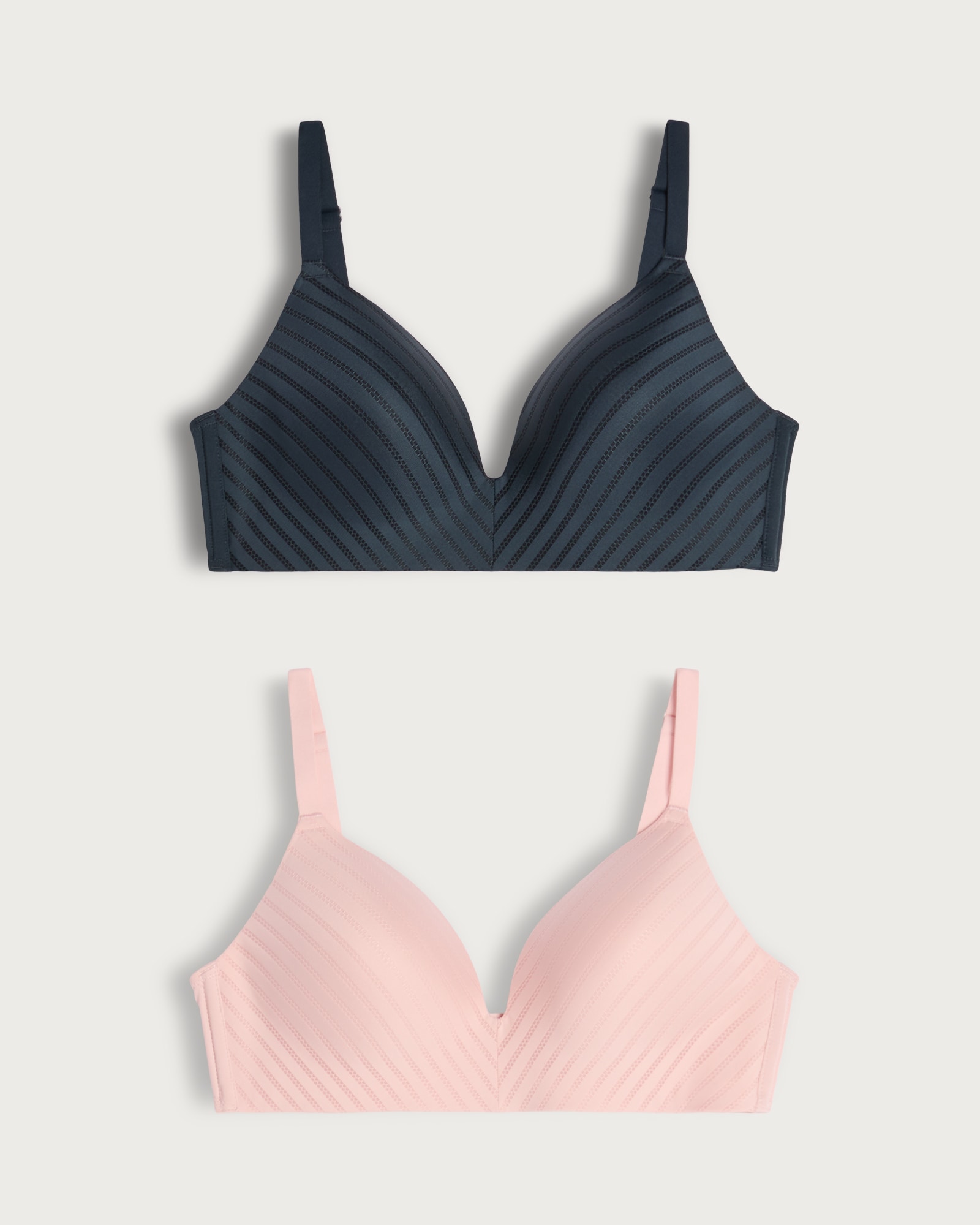 F&F 2-Pack Non Wired Striped Plunge Bras in Multi thumbnail 4