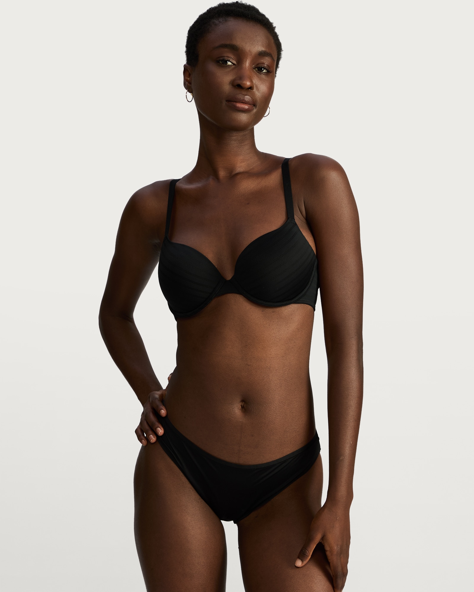 F&F 2-Pack Striped Underwired T-Shirt Bra in Multi Black White