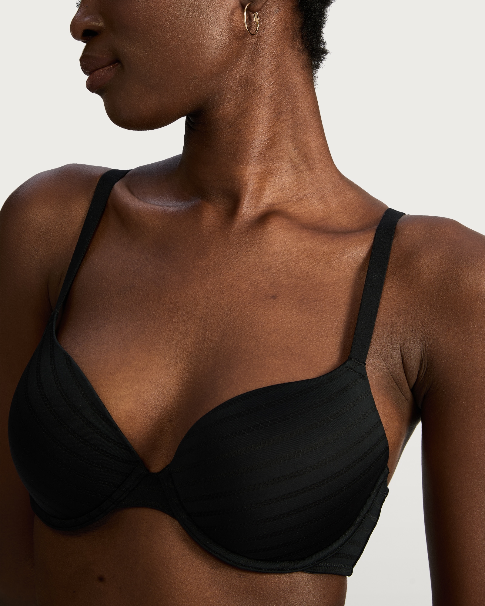 F&F 2-Pack Striped Underwired T-Shirt Bra in Multi Black White thumbnail 2