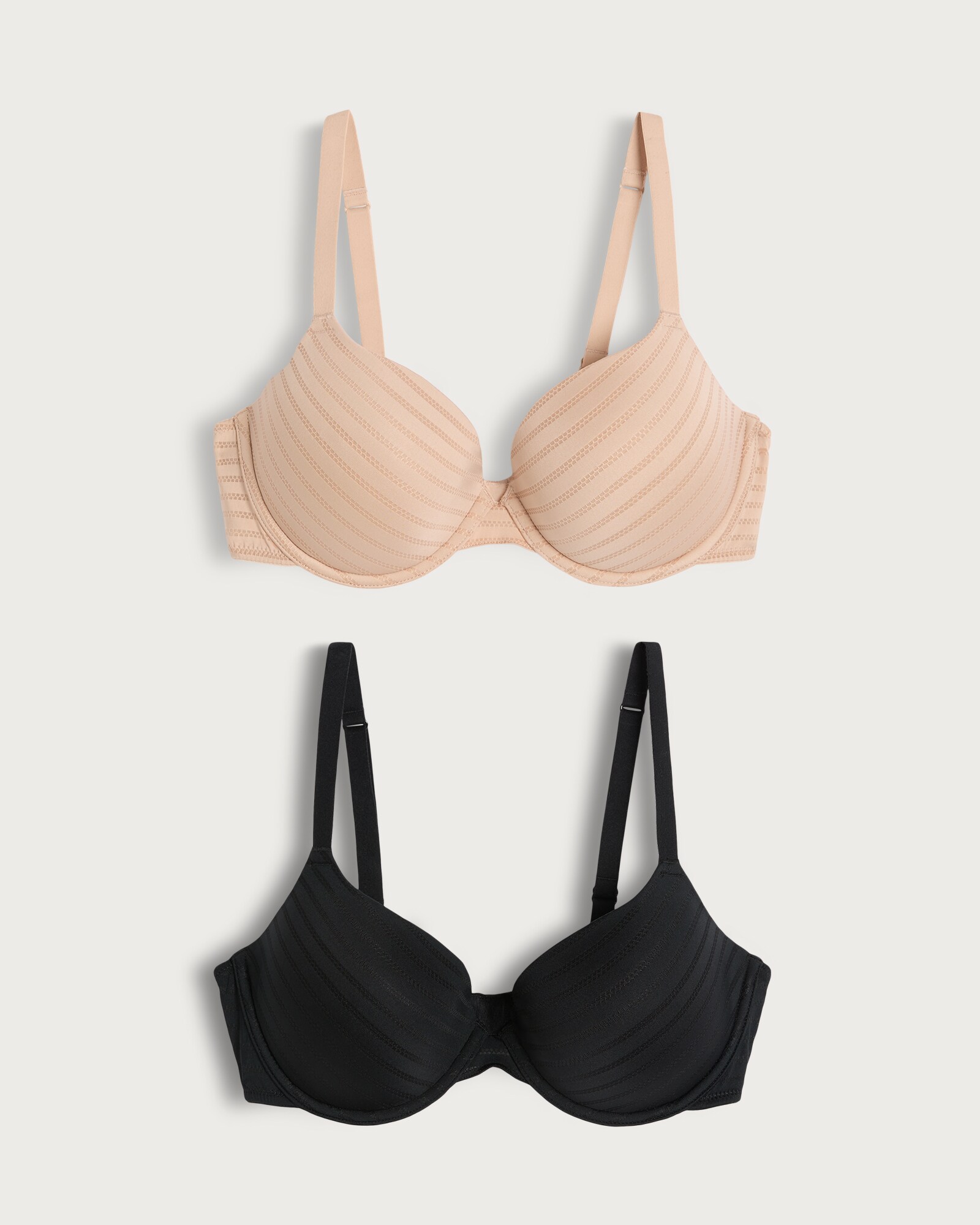F&F 2-Pack Striped Underwired T-Shirt Bra in Multi Black White thumbnail 4