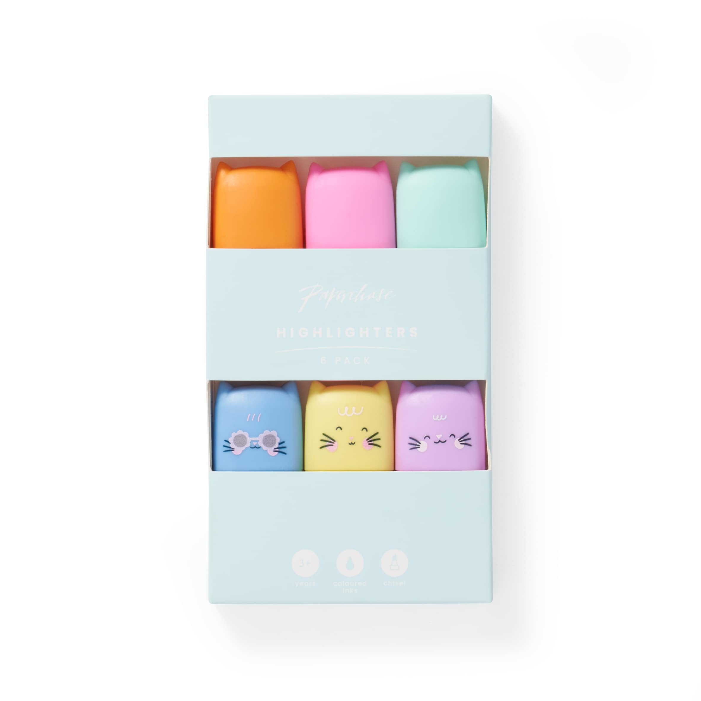 Paperchase On Vacay 6 Pack Cat Highlighters