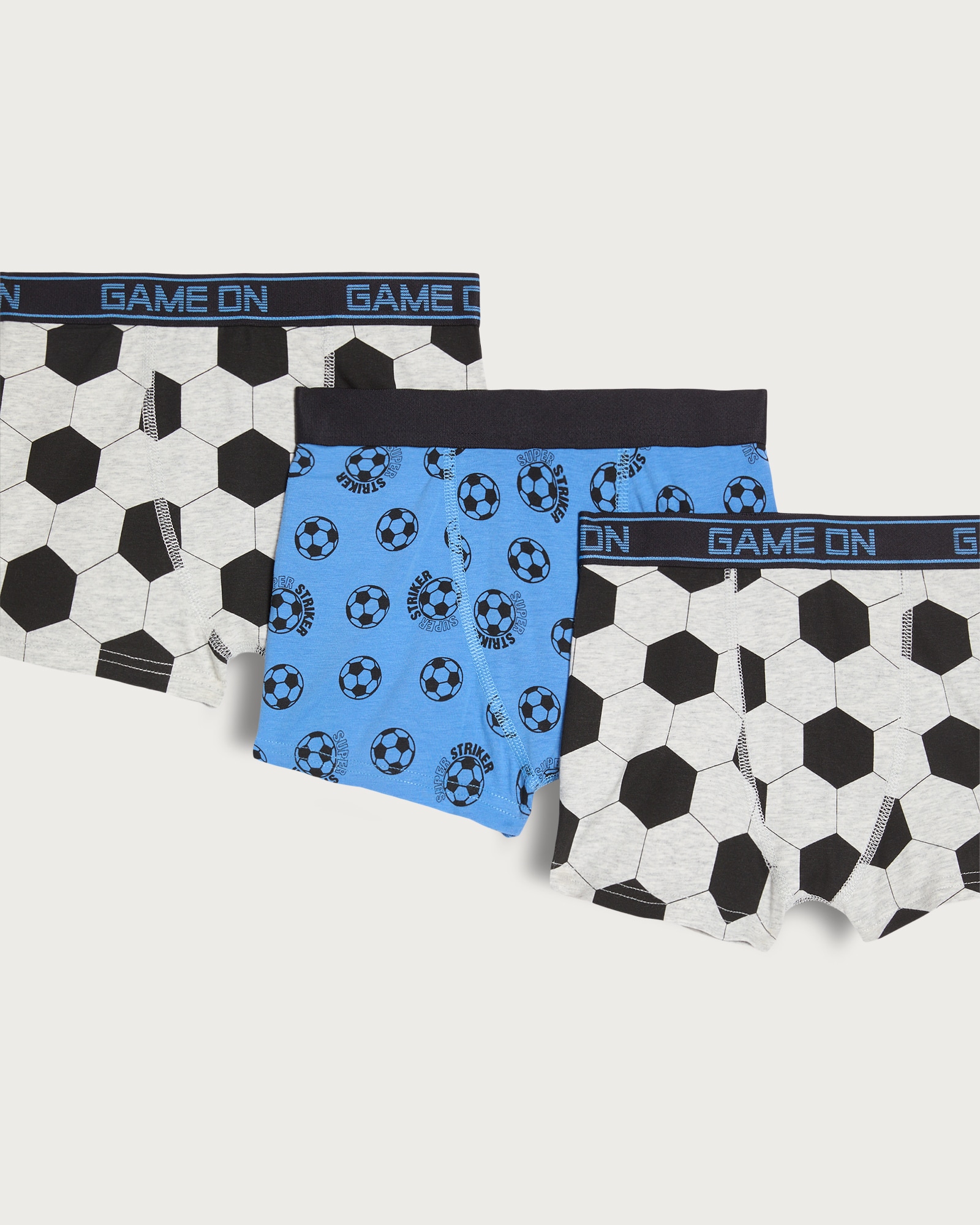 F&F Boys 5-Pack Cotton Rich Football Print Trunks in Blue thumbnail 3