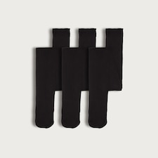 F&F School Girls 3-Pack Opaque Tights in Black