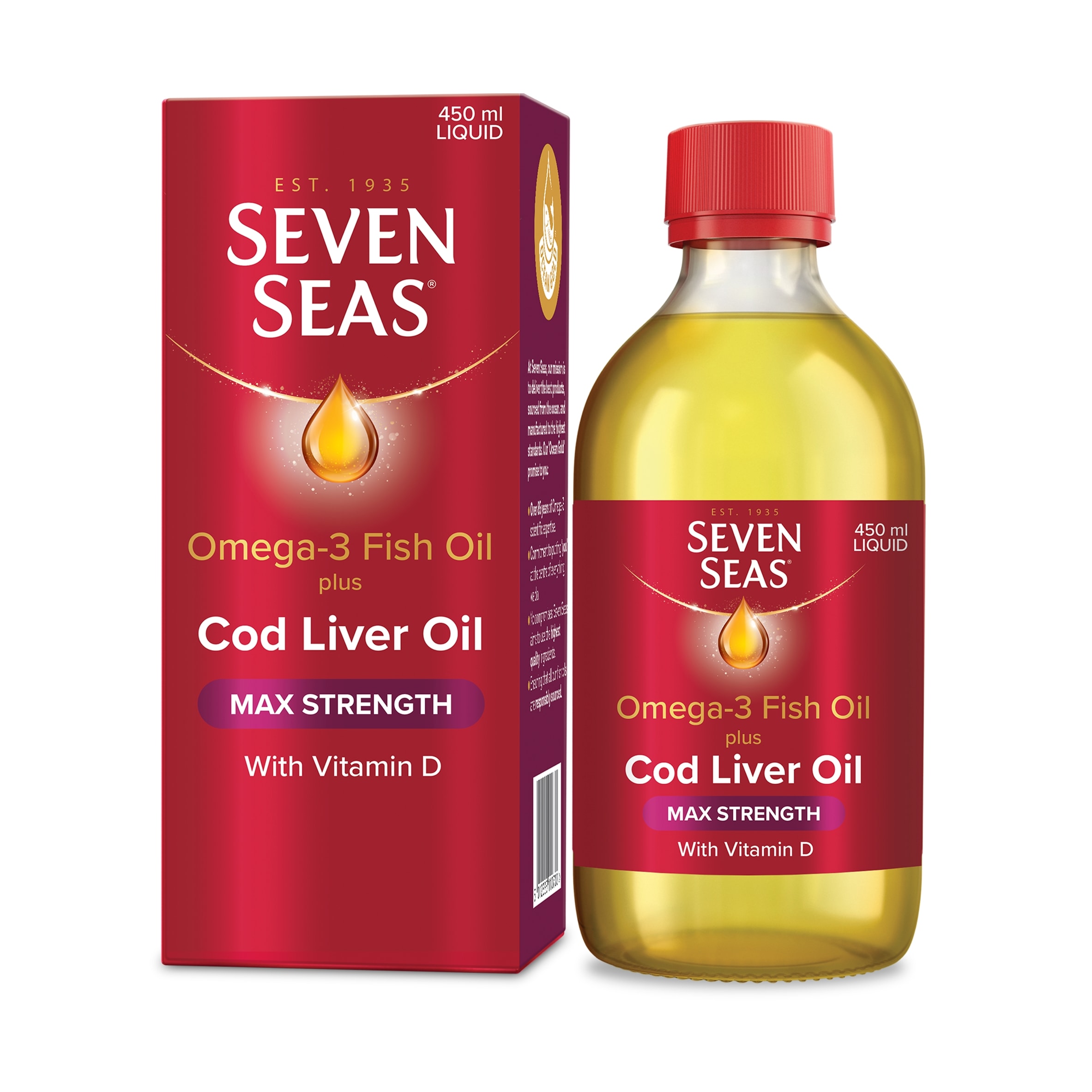 Seven Seas Max Strength Cod Liver Oil Liquid 450ML