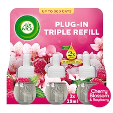 Airwick Air Freshener Plug In Triple Refill Cherry Blossom & Raspberry 3x19ml