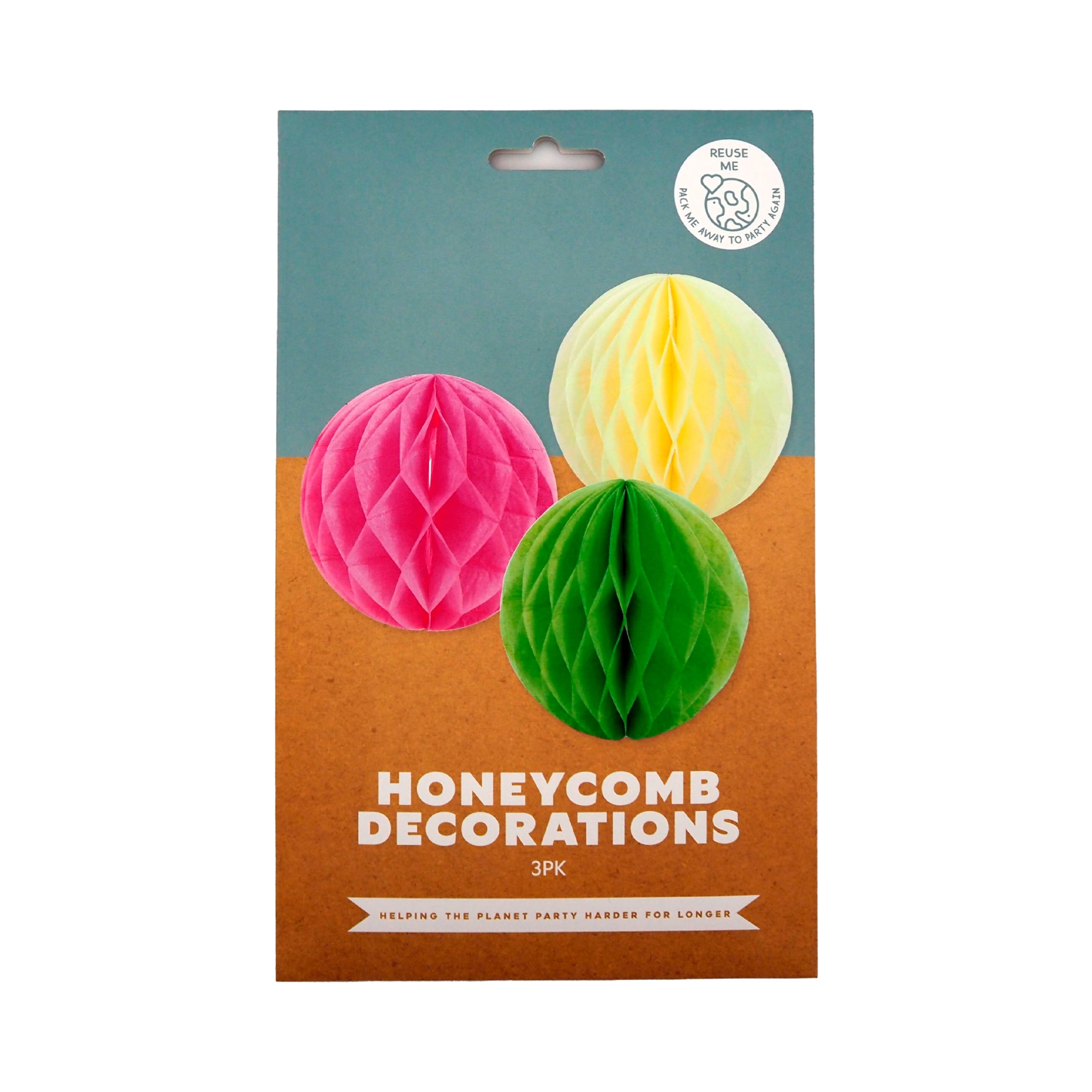 MAD PARTY PASTEL HONEYCOMB DECORATIONS 3PK