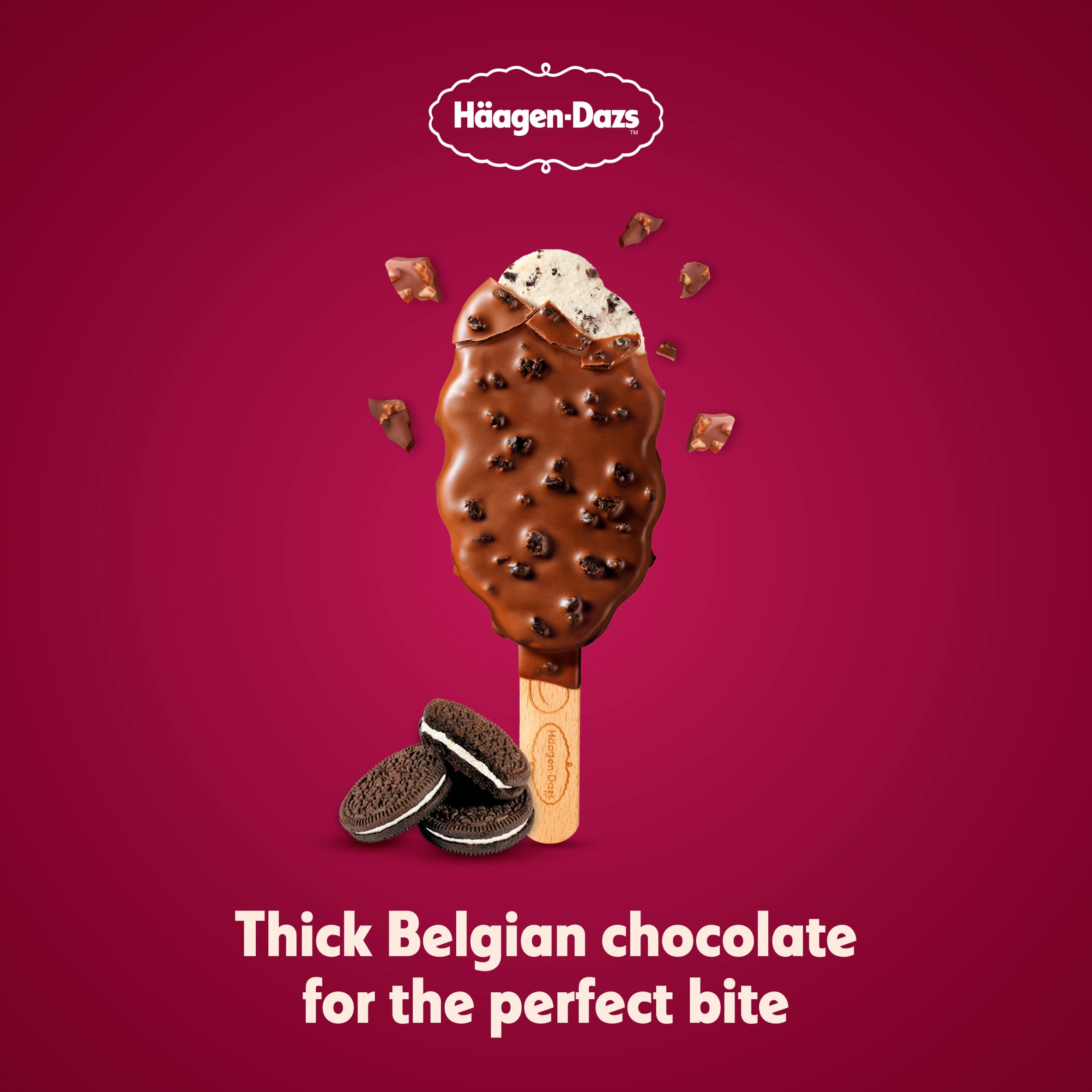 Haagen-Dazs Crunchy Cookies and Cream Ice Cream Stick 3x80ml thumbnail 2