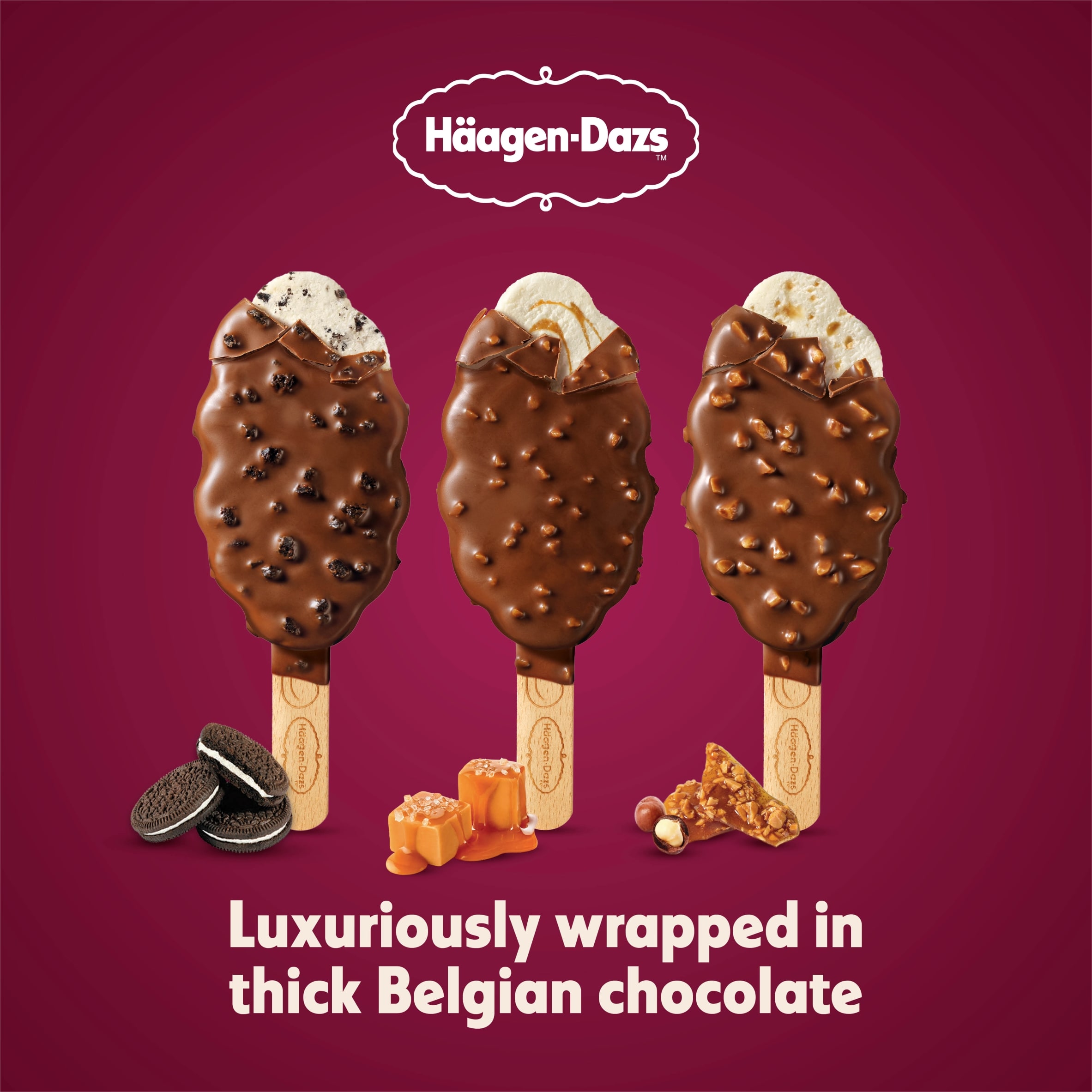 Haagen-Dazs Crunchy Cookies and Cream Ice Cream Stick 3x80ml thumbnail 3
