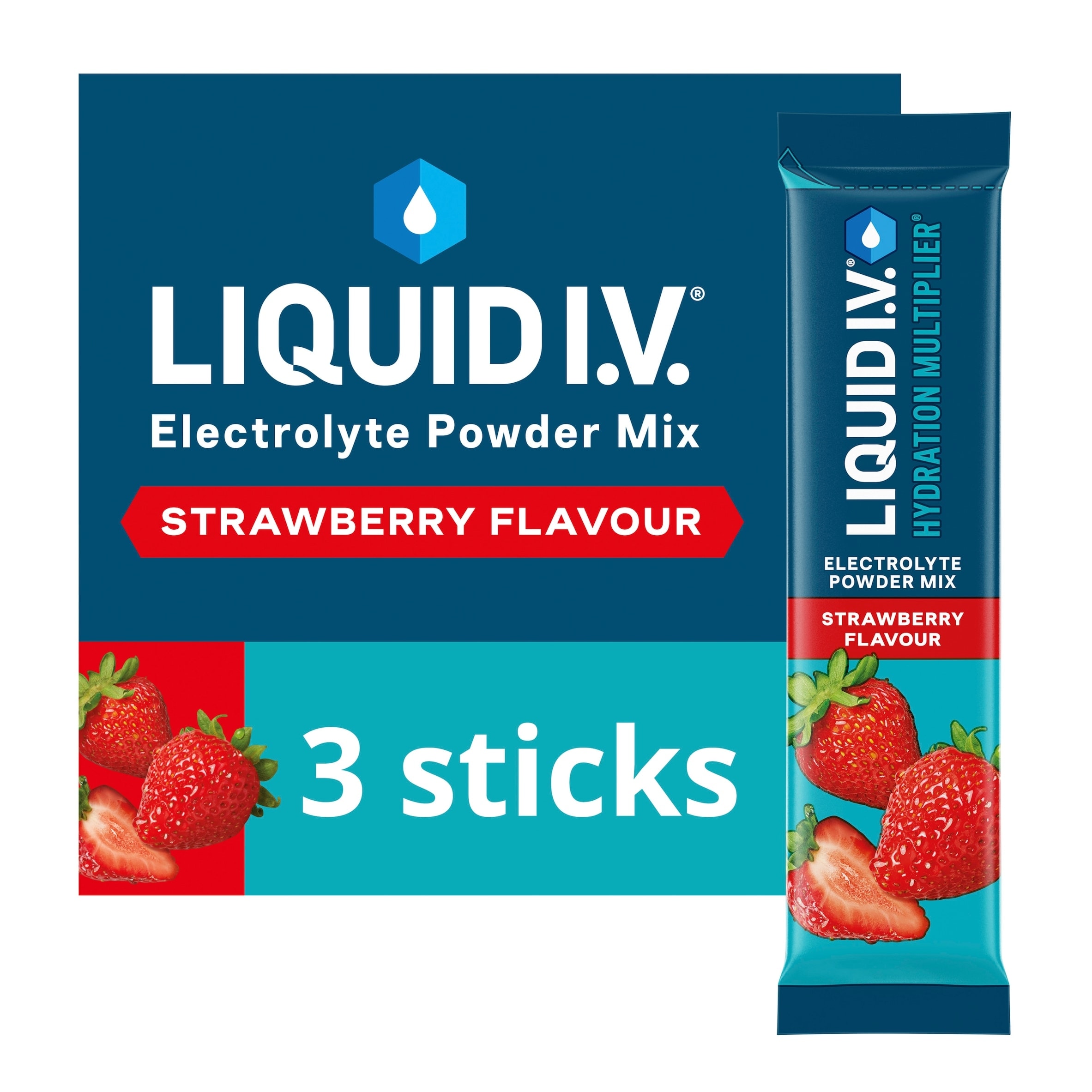 Liquid I.V. Hydration Multiplier Electrolyte Powder Mix Strawberry 3x16g