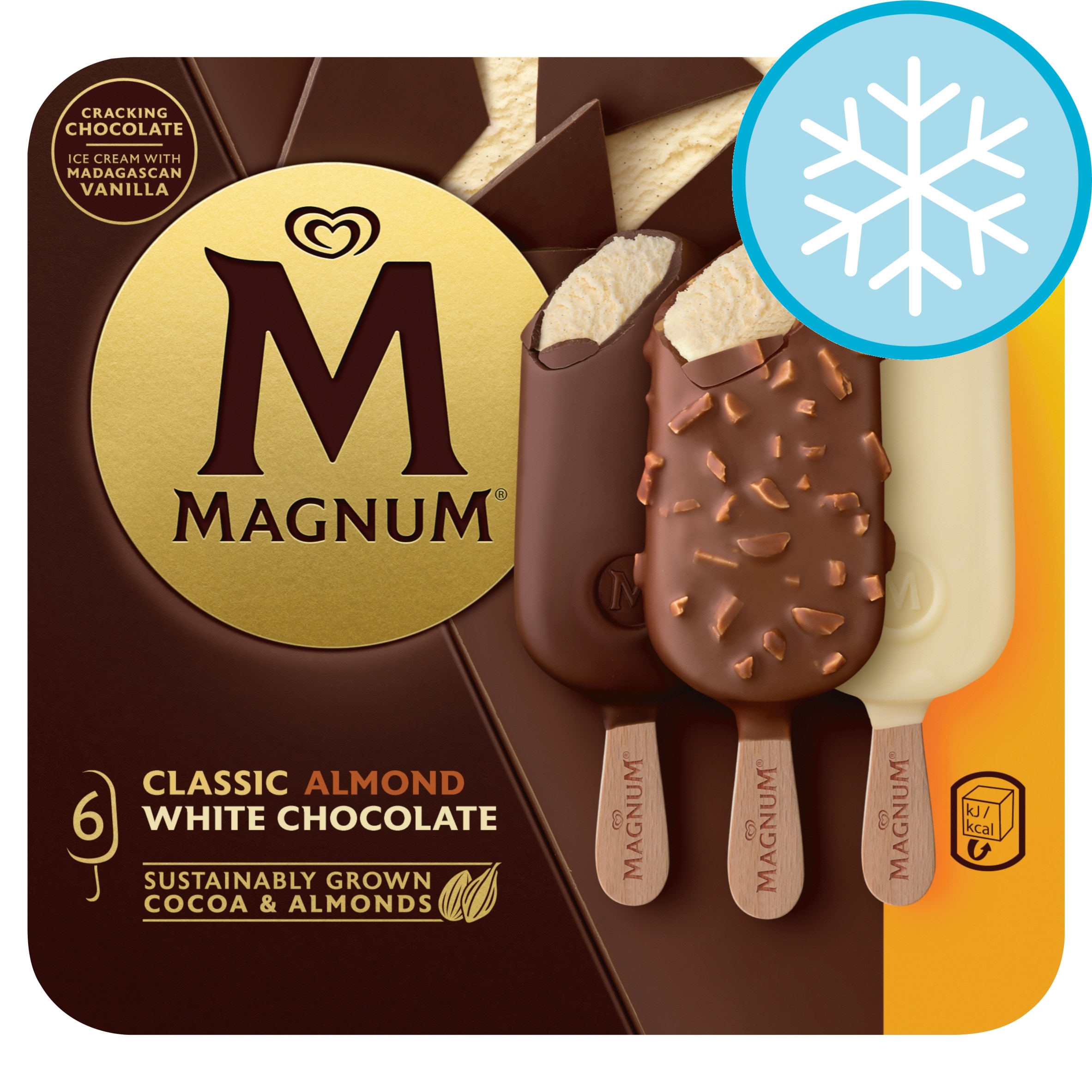 Magnum Classic, Almond & White Chocolate Ice Cream Sticks 6 Multipack (580ml)
