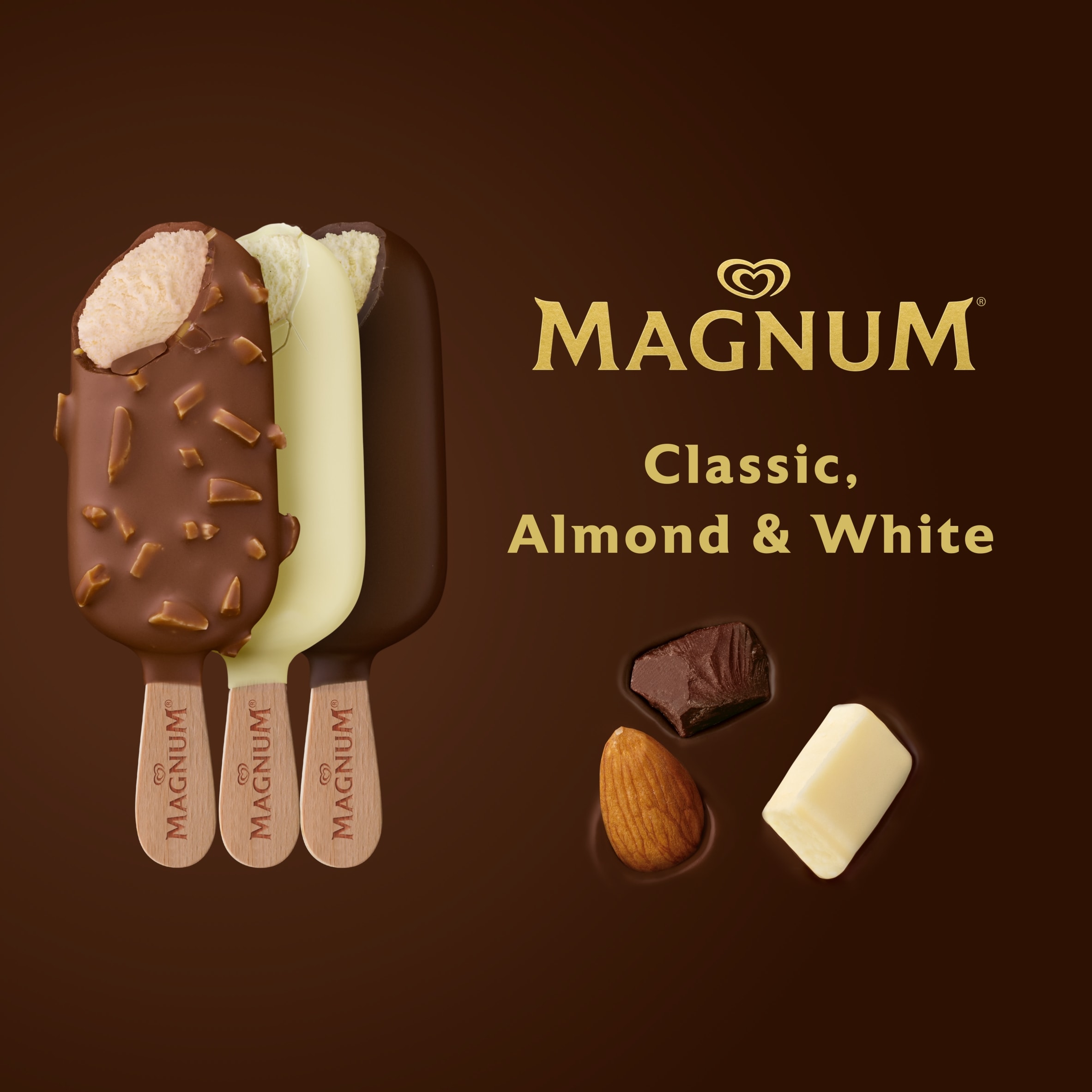 Magnum Classic, Almond & White Chocolate Ice Cream Sticks 6 Multipack (580ml) thumbnail 3