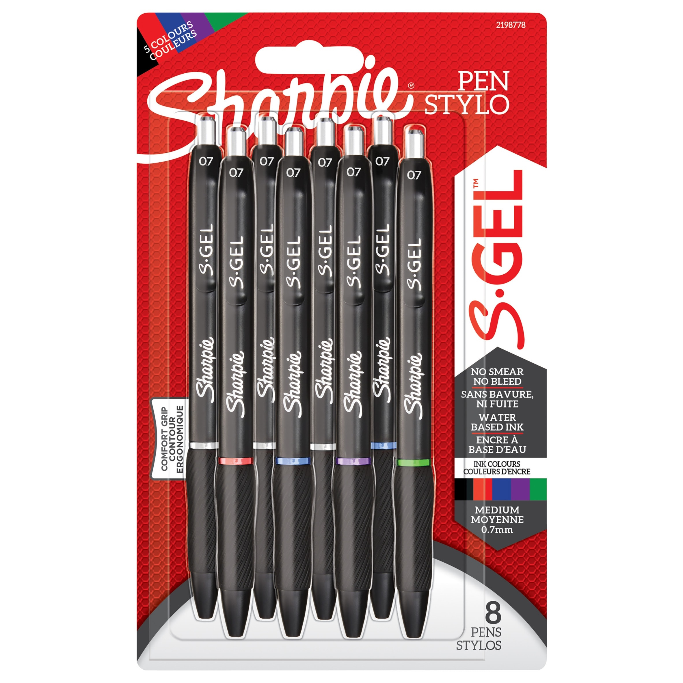 Sharpie S Gel Assorted (Black Barrel) 8PK