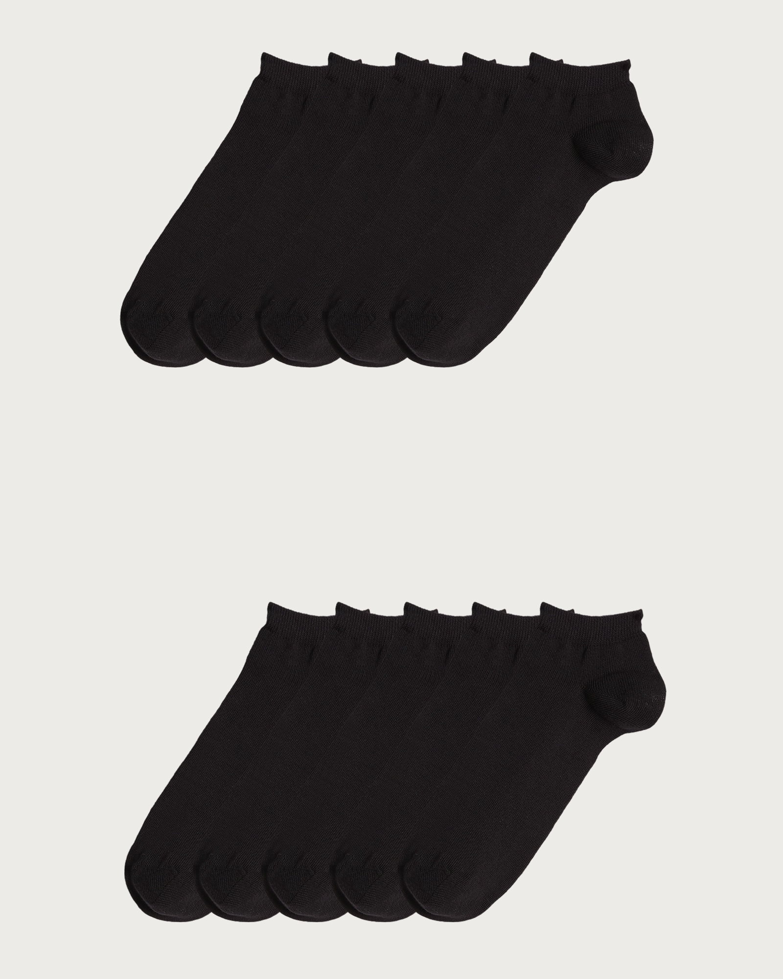 F&F 10-Pack Cotton Rich Trainer Socks  in Black