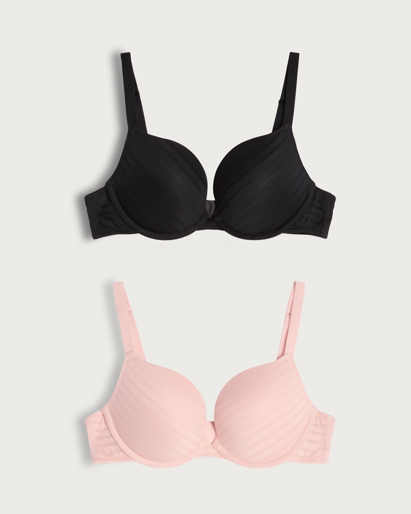 F&F 2-Pack Striped Wired Push Up Bras in Black thumbnail 4