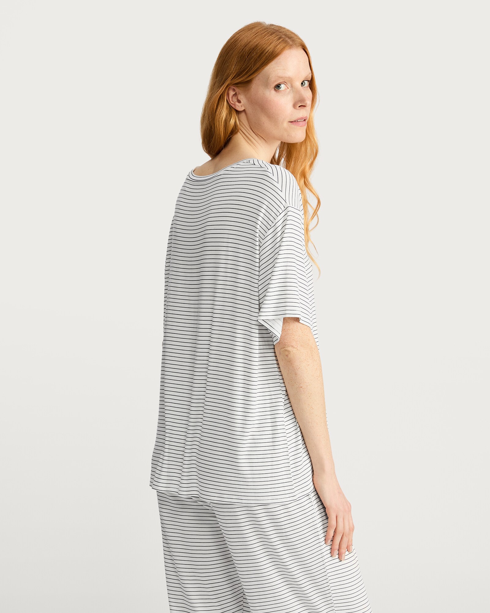 F&F Stripe Round Neck Pyjama Top in Multi White thumbnail 4