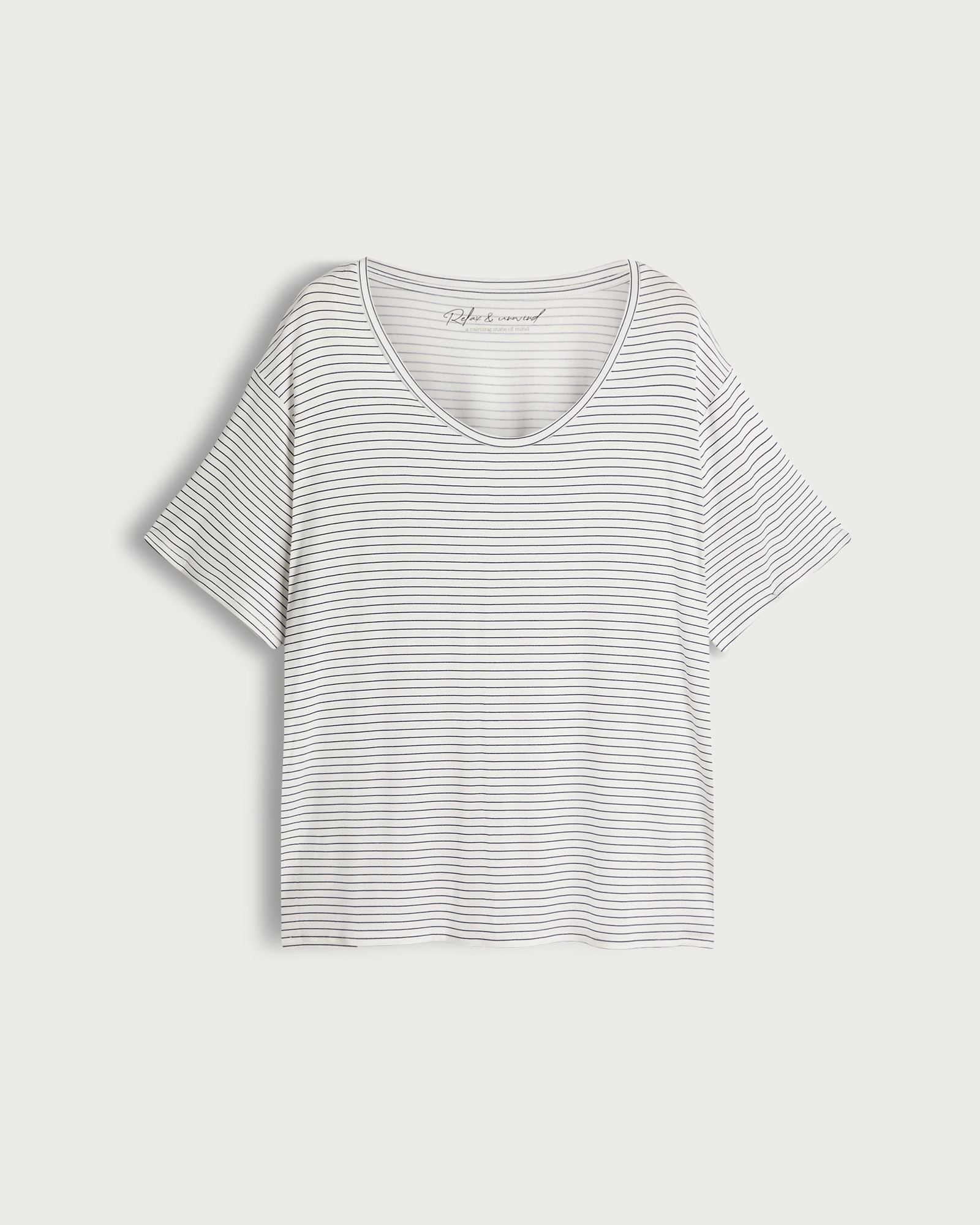 F&F Stripe Round Neck Pyjama Top in Multi White thumbnail 5