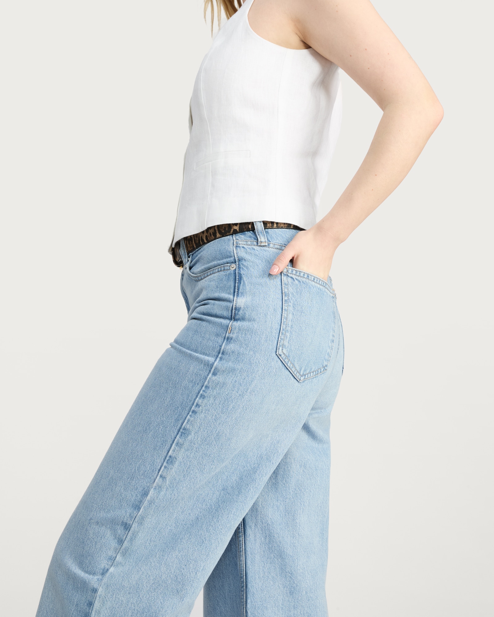 F&F High Rise Wide Leg Jeans in Blue thumbnail 3