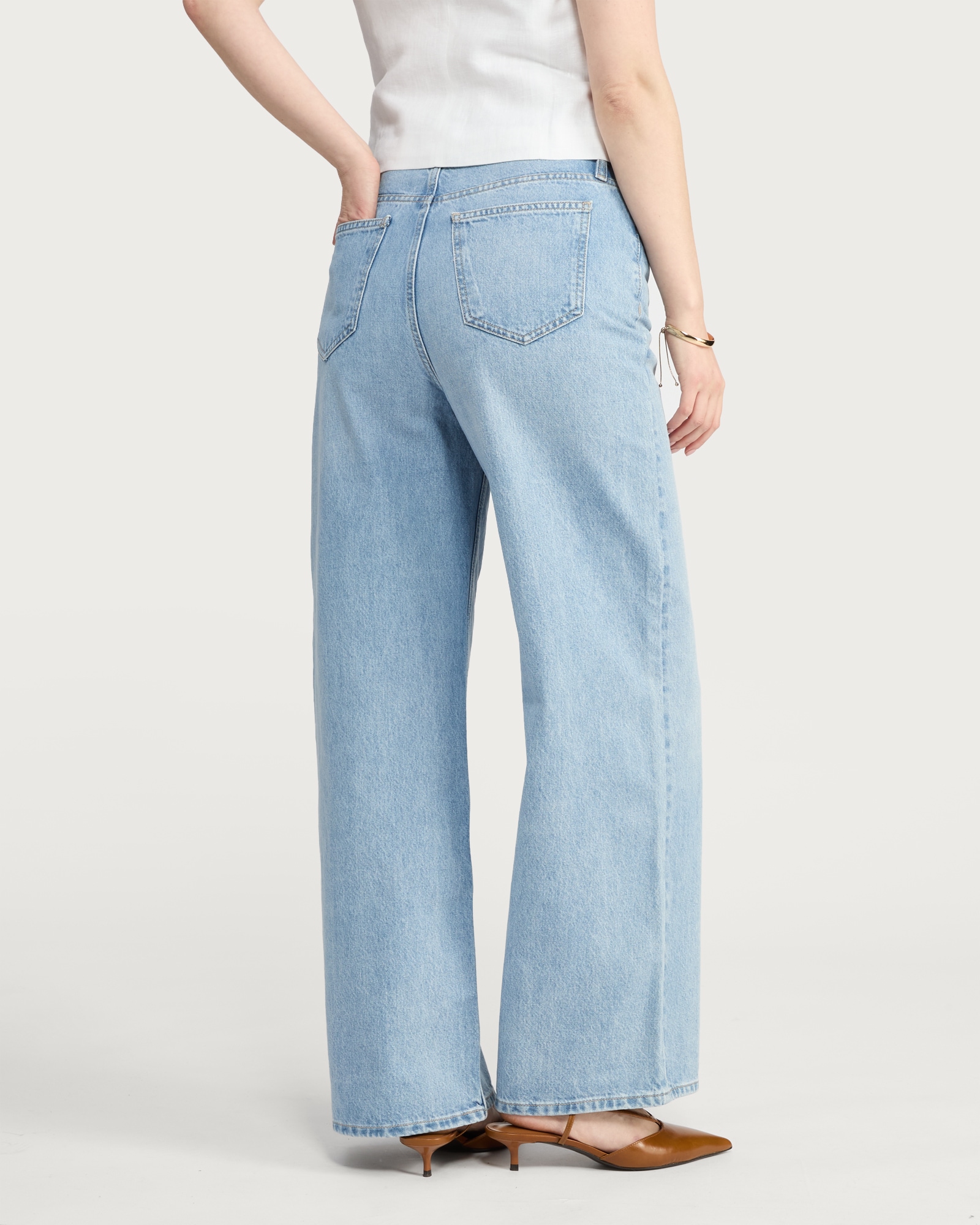 F&F High Rise Wide Leg Jeans in Blue thumbnail 4