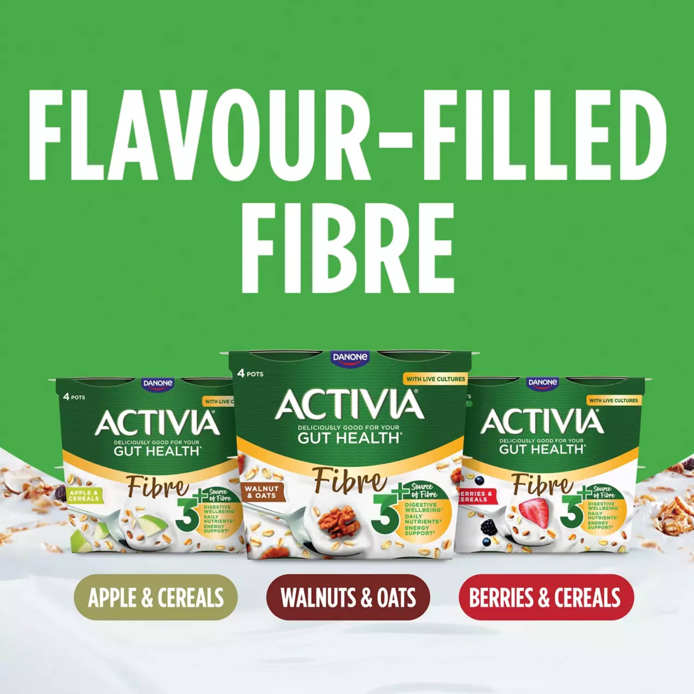 Activia Fibre Red Berries & Cereals Gut Health Yoghurt 4x115g thumbnail 5