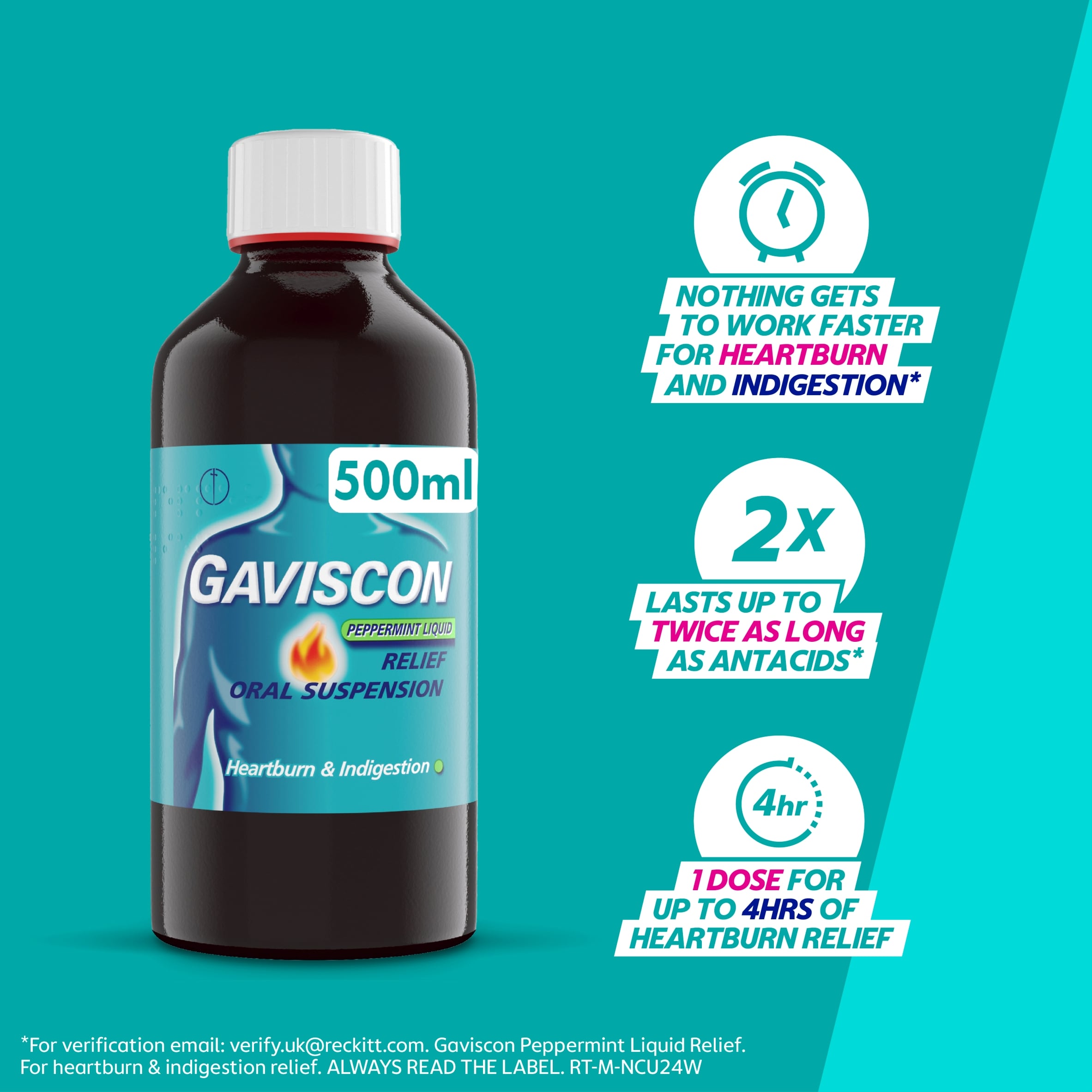 Gaviscon Heartburn & Indigestion Liquid Peppermint 500ml thumbnail 4