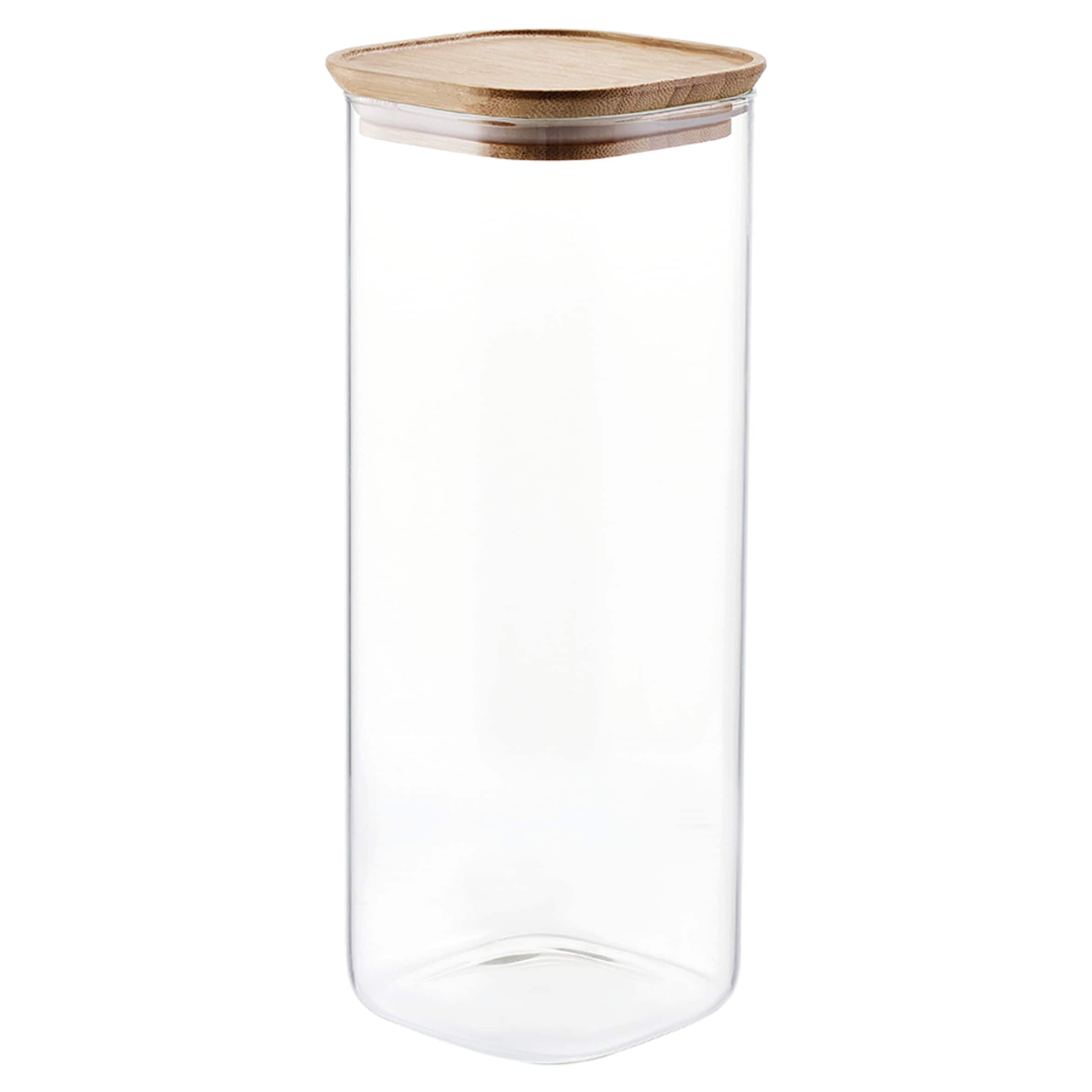 Tesco Glass Square Food Storage Jar with Bamboo Lid 2L