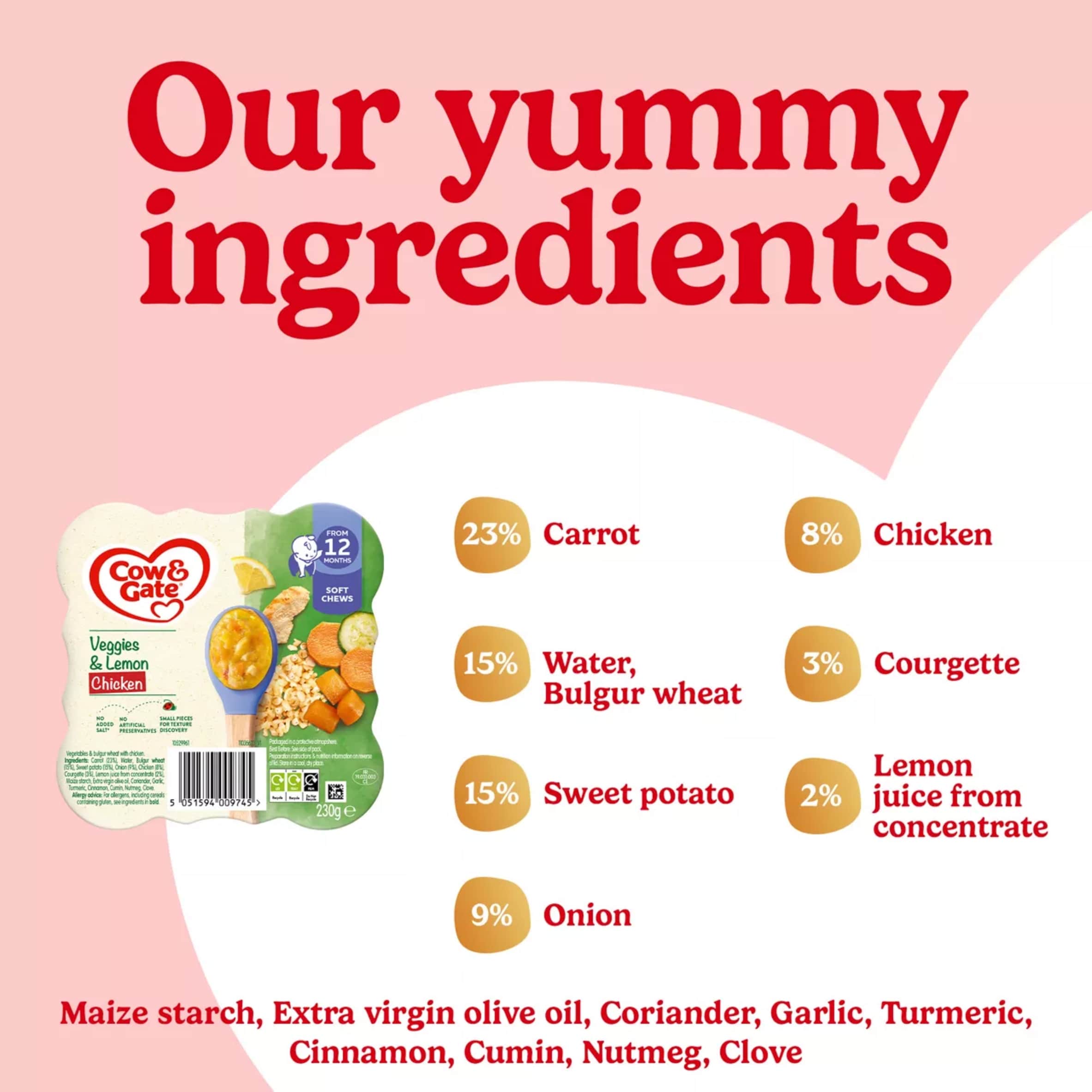 Cow & Gate Veggies Lemon & Chicken 230g thumbnail 2