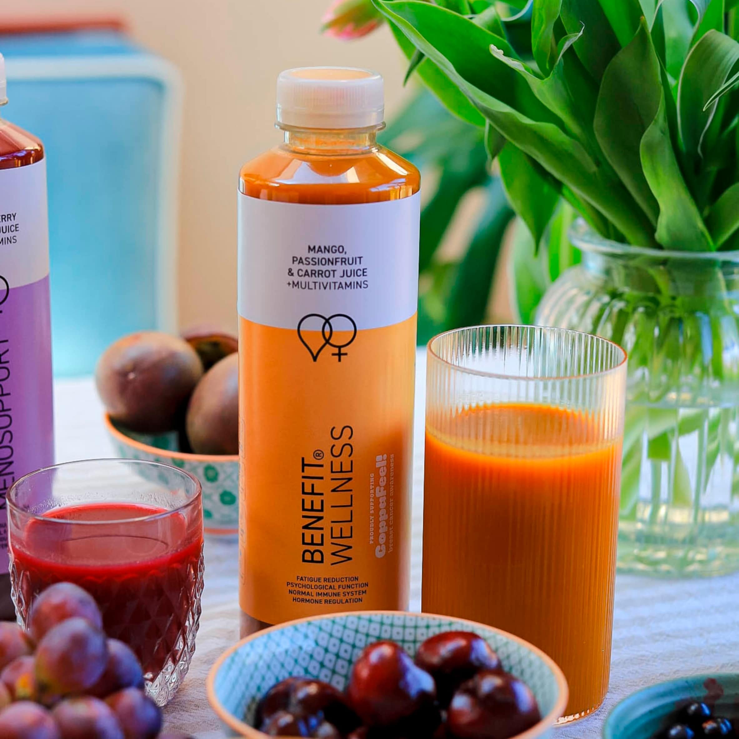 BENEFIT WELLNESS MANGO, PASSION FRUIT & CARROT JUICE + MULTIVITAMINS 750ml. thumbnail 4